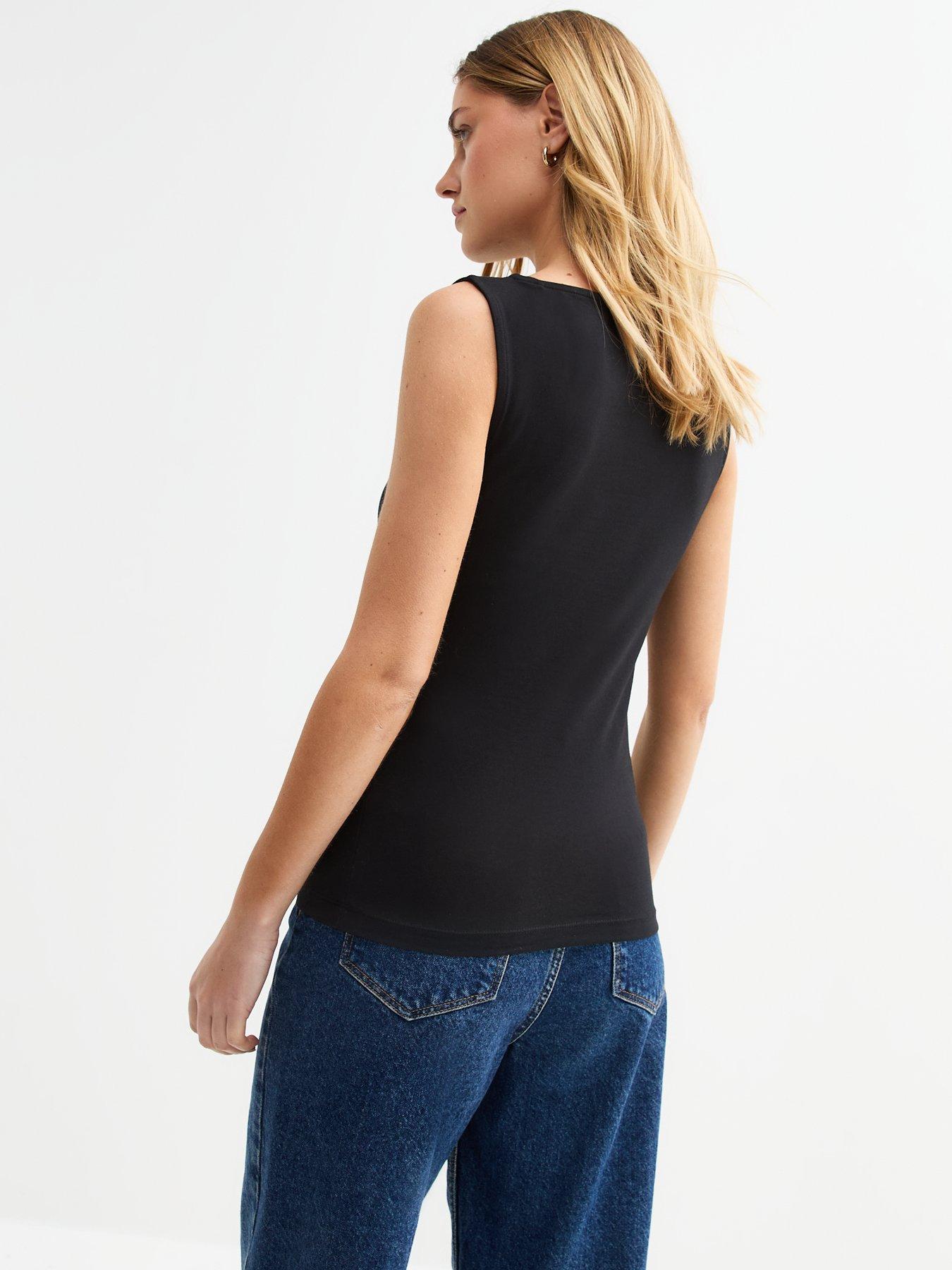 Image 2 of 3 of New Look Black Slash Neck Vest