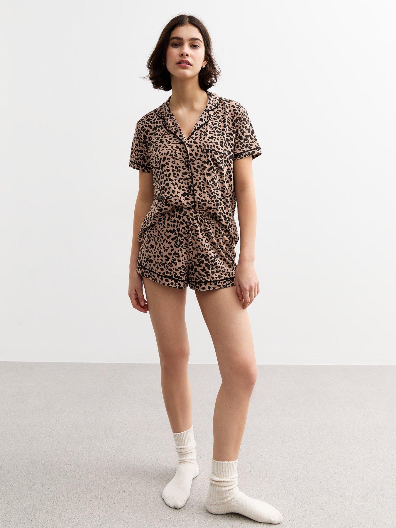 undefined Animal Print Short Pyjama Set - Brown