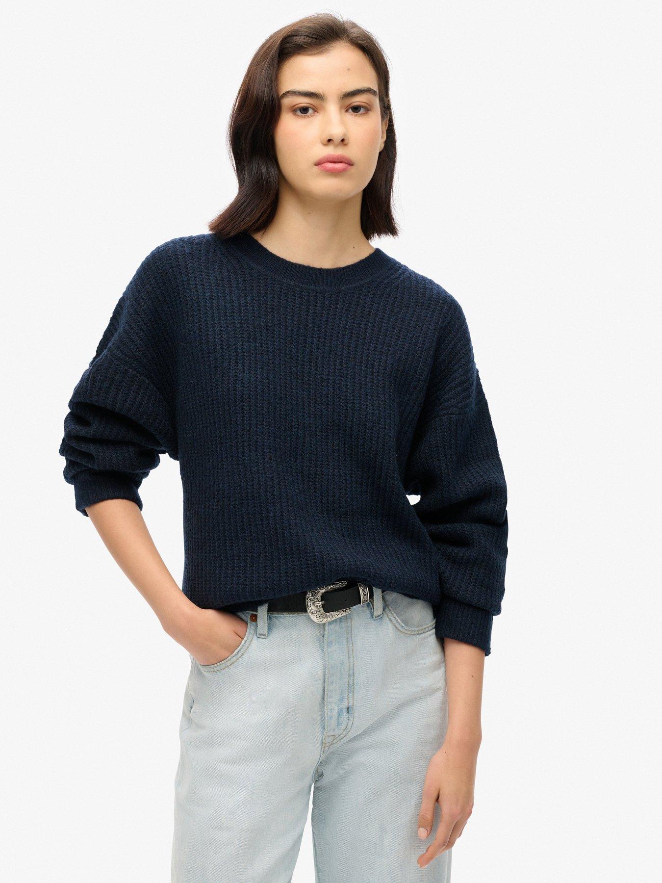 undefined Brushed Crew Neck Jumper- Blue