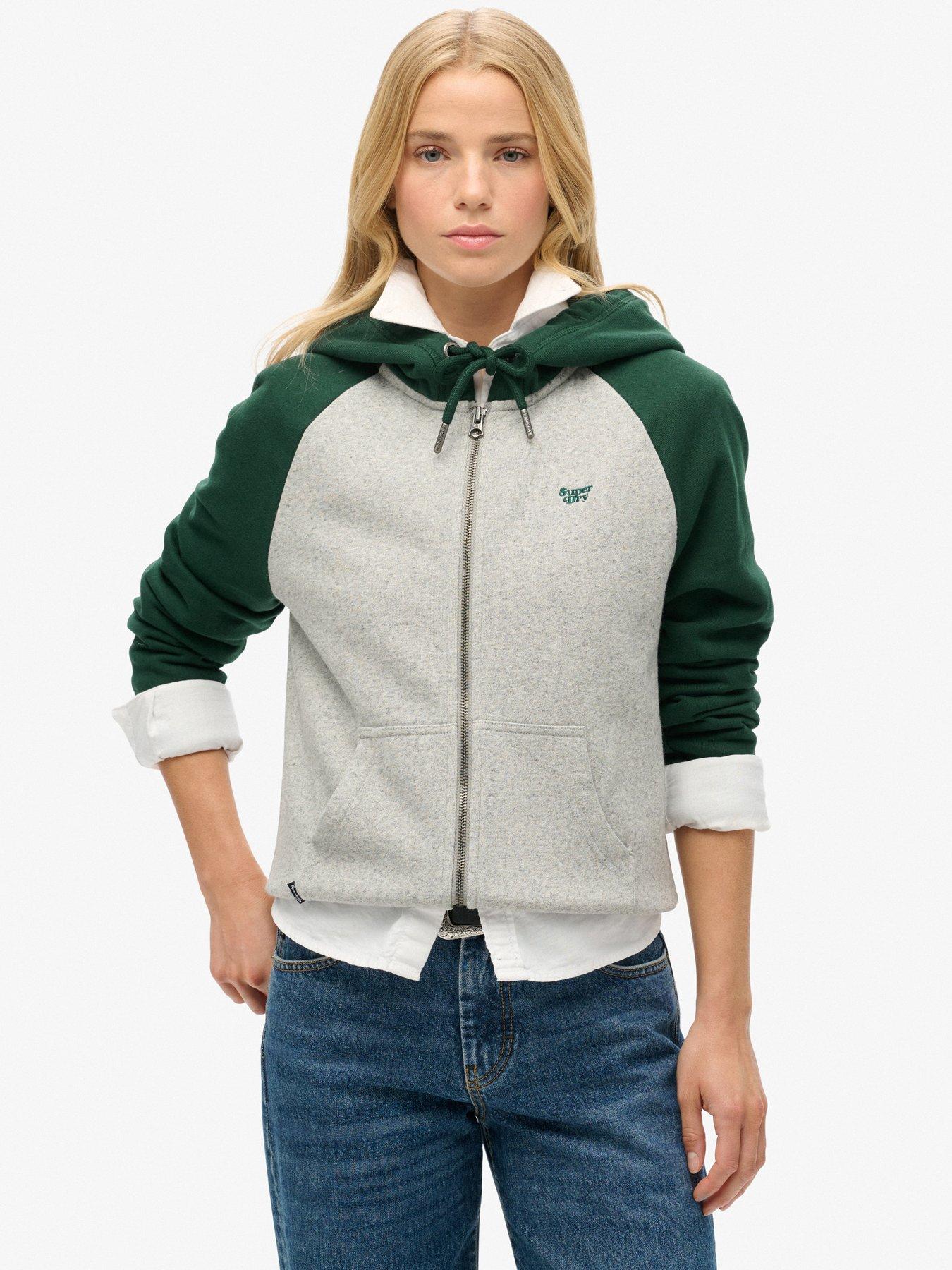 Image 1 of 5 of Superdry Essential Baseball Zip Hoodie- Green