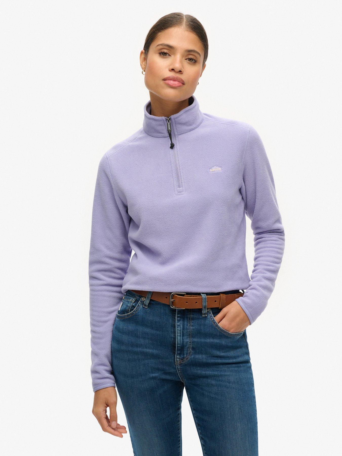 Superdry Polar Fleece Half Zip Jumper - Purple, Purple, Size 16, Women