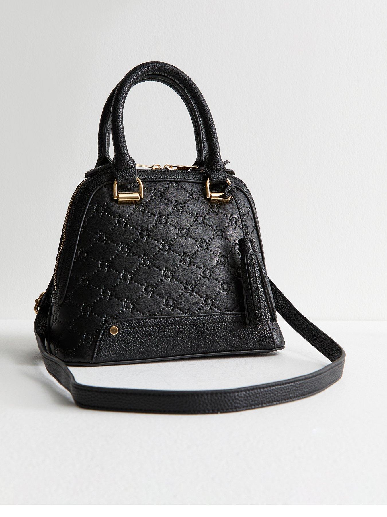 undefined Black Debossed Faux Leather Bag