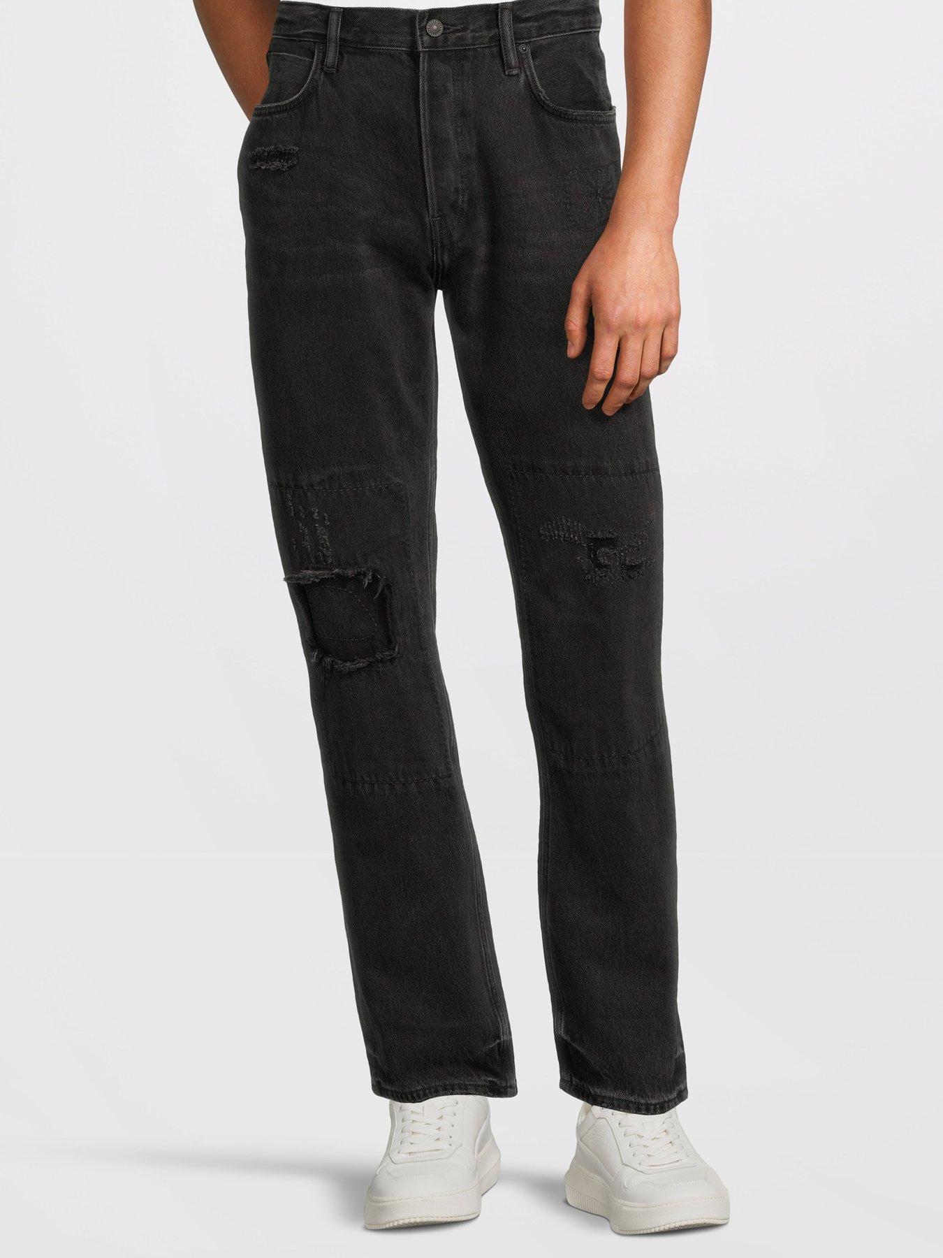 undefined All Saints Reid Repair Straight Fit Jeans-black