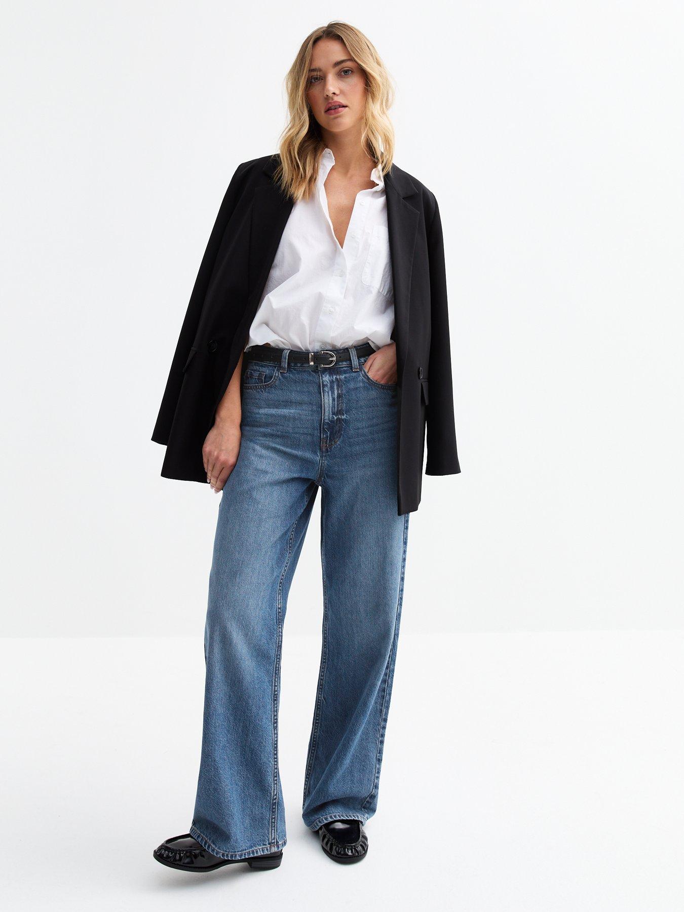 undefined Adalae High Waisted Wide Leg Jeans - Blue