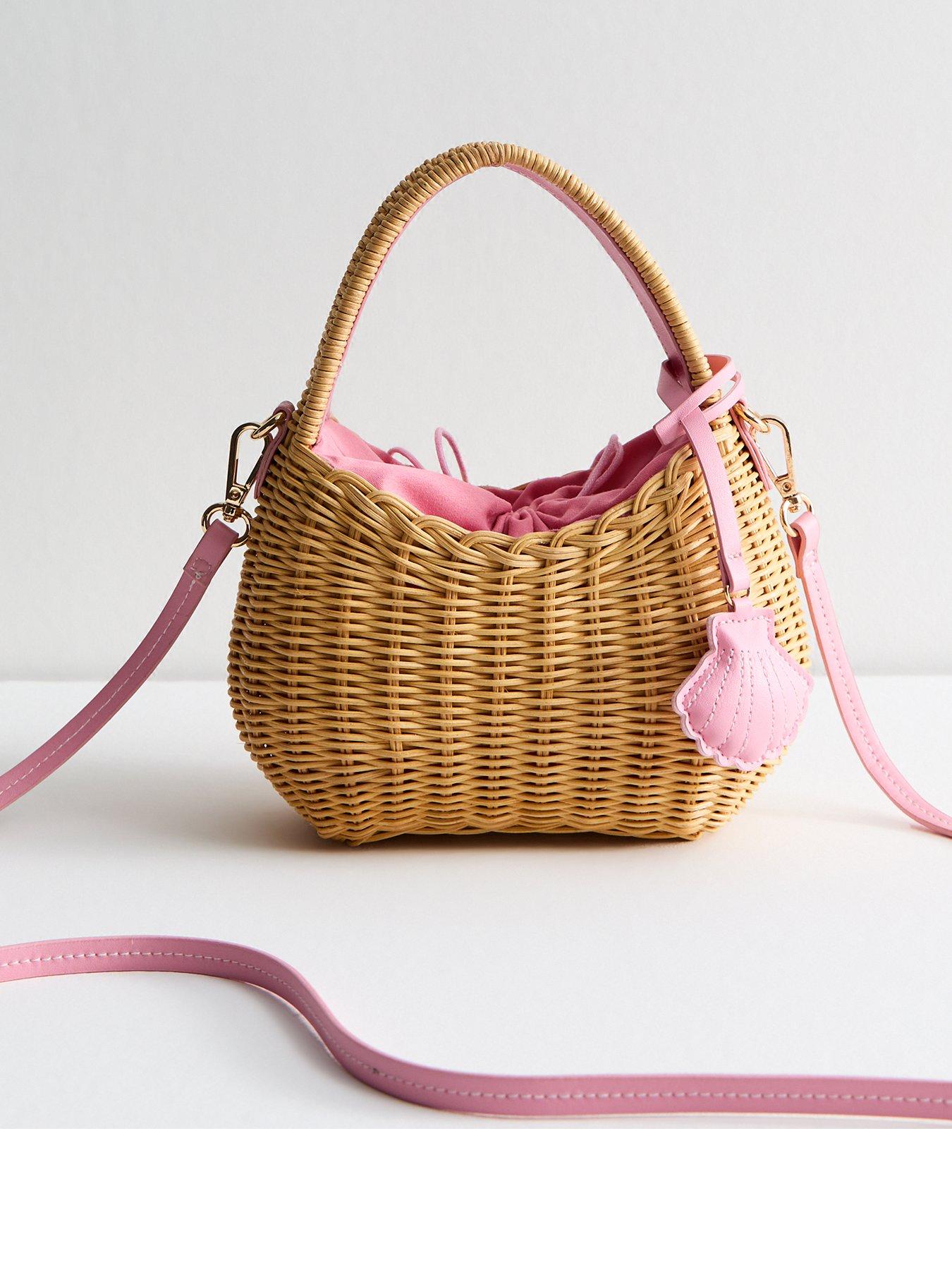 undefined Brown Wicker Basket Shoulder Bag