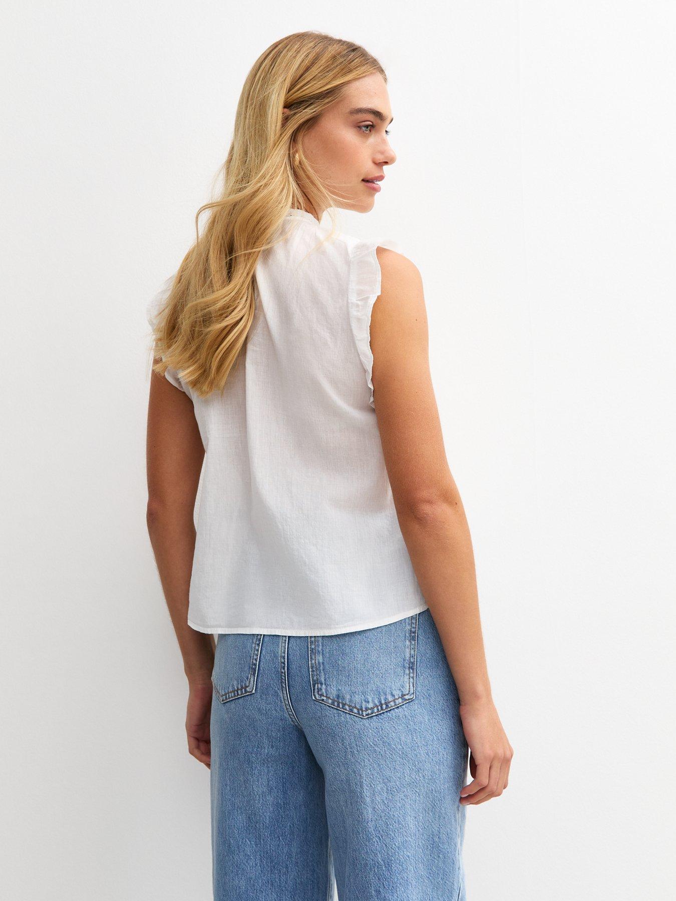 DOUBLE LAYER SLEEVELESS TOP- TAUPE & WHITE main image 1
