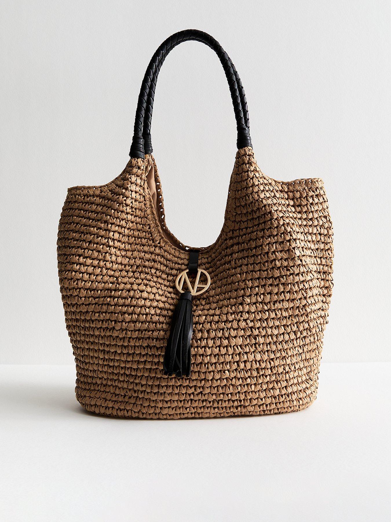 undefined Plait Handle Straw Tote - Stone