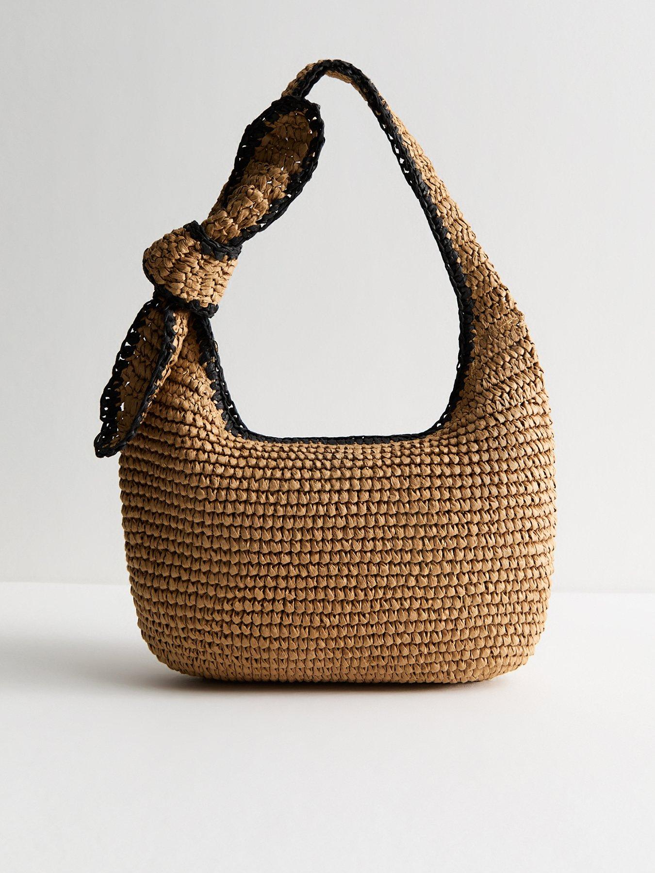undefined Brown Raffia Look Knotted Shoulder Bag