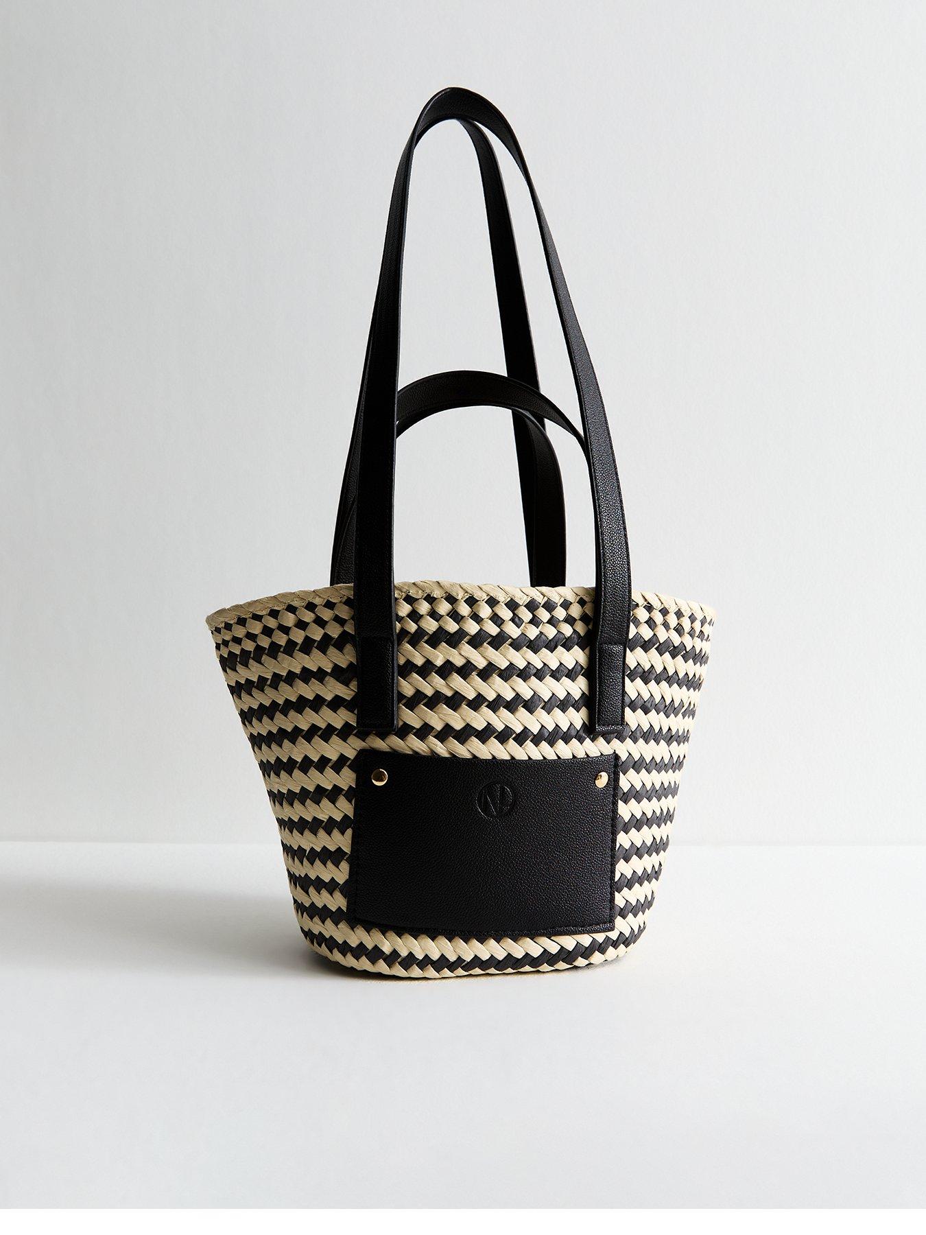 undefined Black Zigzag Weave Basket Bag