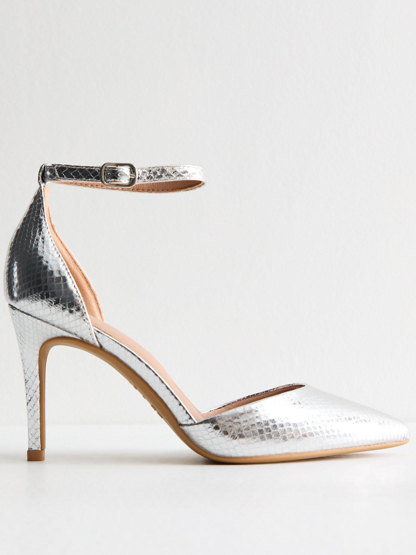 New Look Silver Snakeskin Effect Open Court Shoes Very