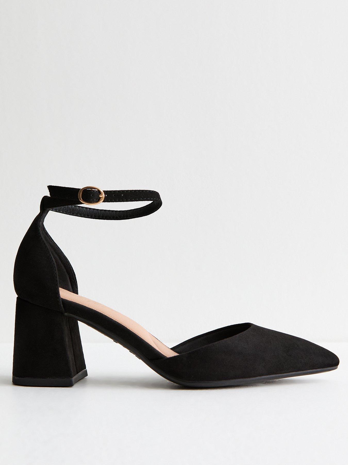 undefined Black Faux Suede Open Court Shoes