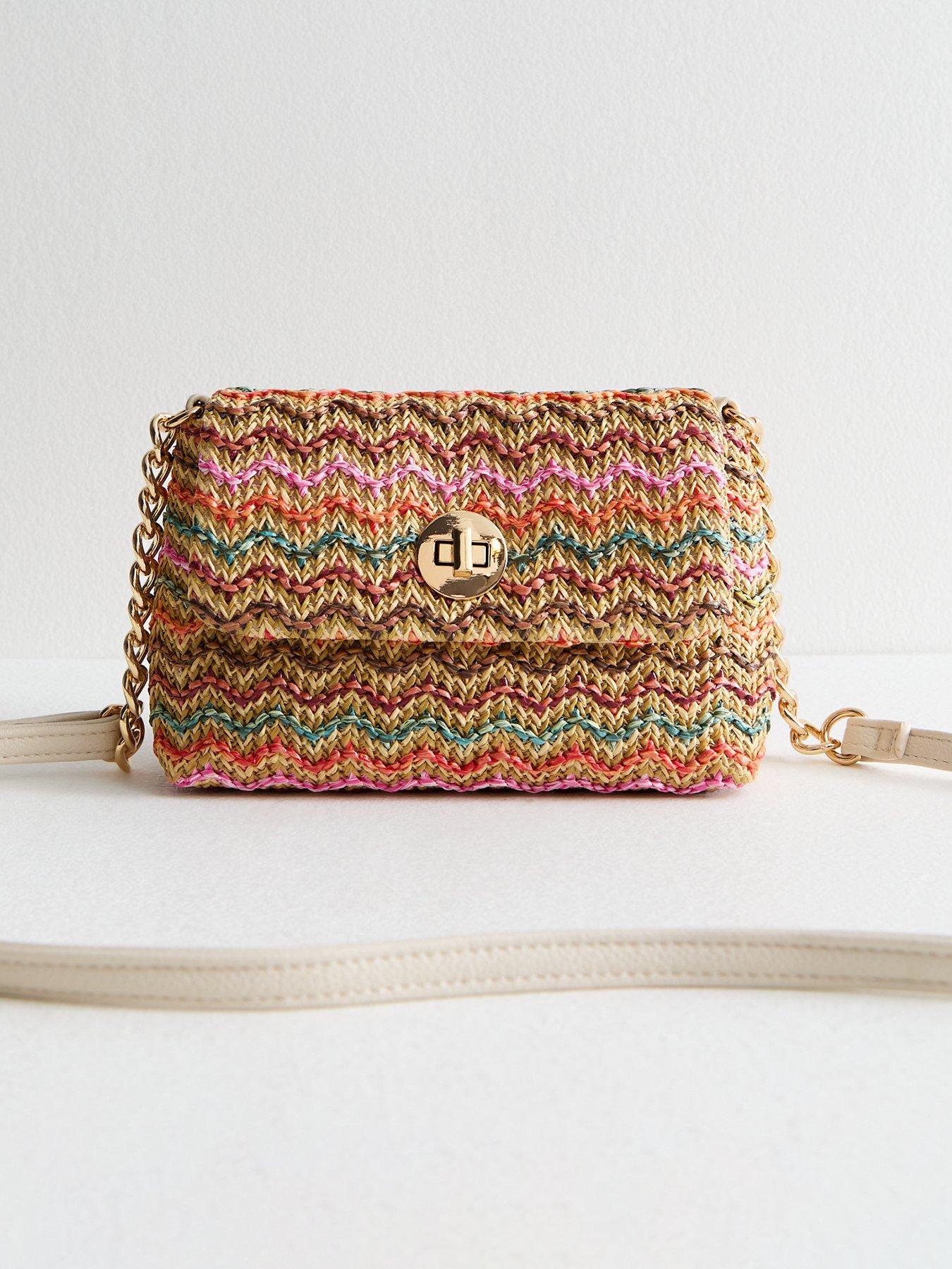 undefined Multicolour Zig Zag Woven Mini Crossbody Bag