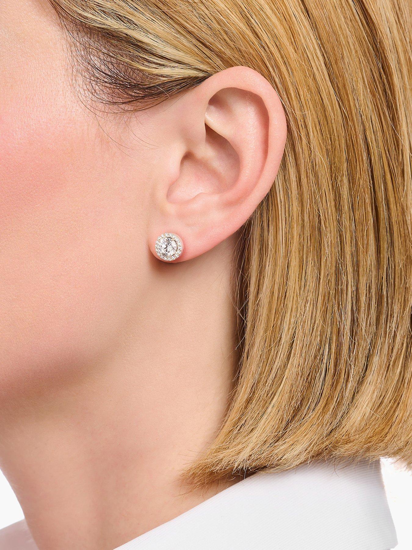 Image 2 of 3 of Thomas Sabo Silver halo ear studs with white zirconia in brilliant cut