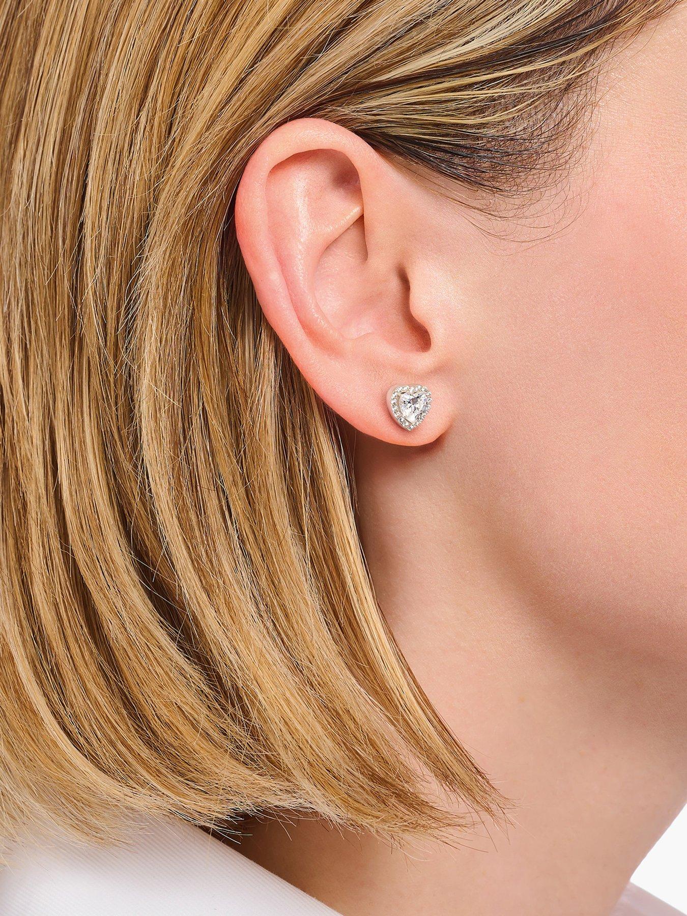 Image 2 of 3 of Thomas Sabo Silver heart-shaped halo ear studs with white zirconia