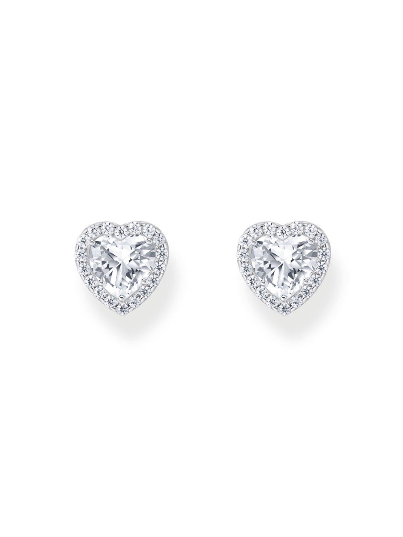 Image 3 of 3 of Thomas Sabo Silver heart-shaped halo ear studs with white zirconia