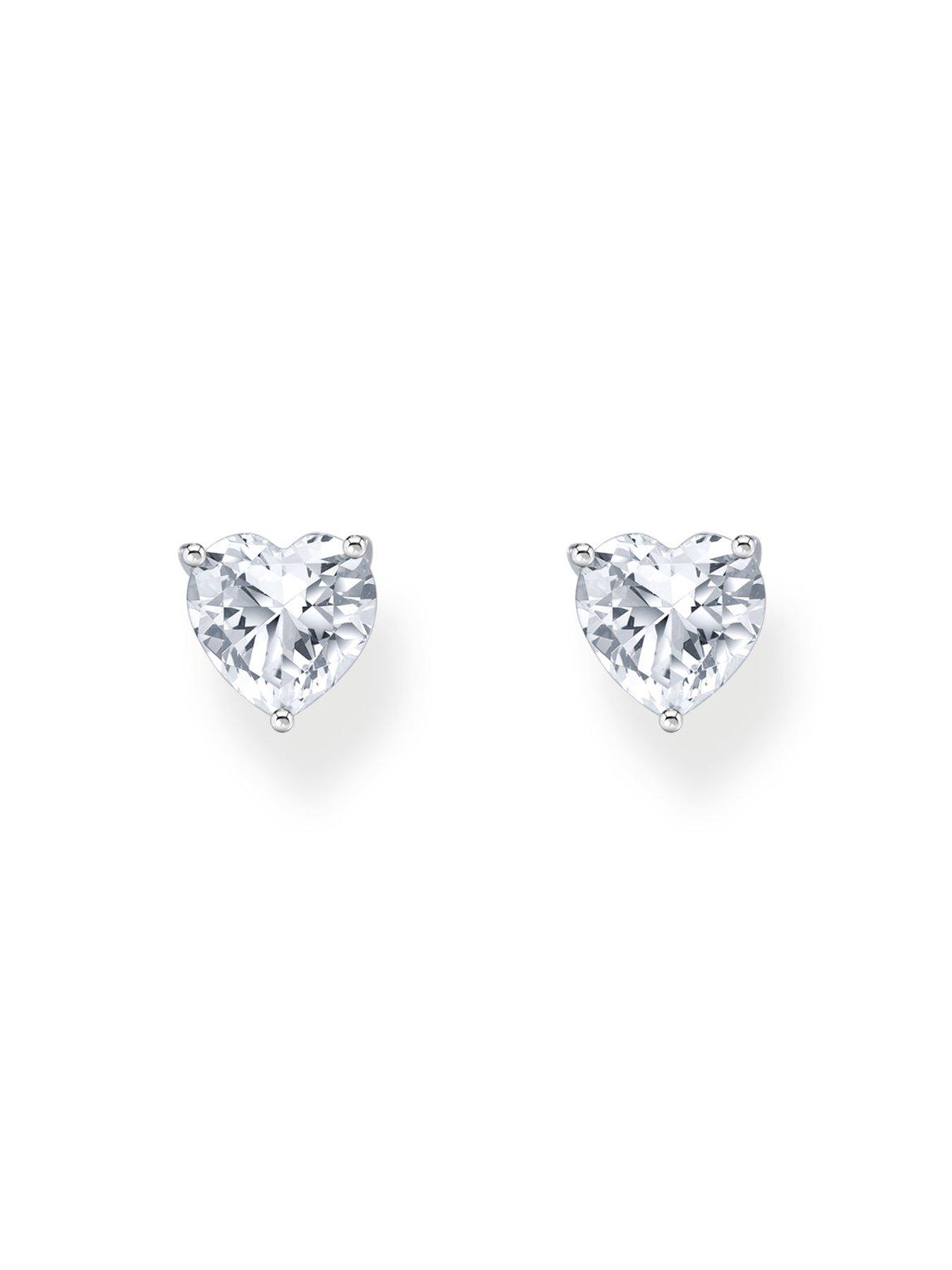 Image 3 of 3 of Thomas Sabo Silver ear studs heart-shaped with white zirconia