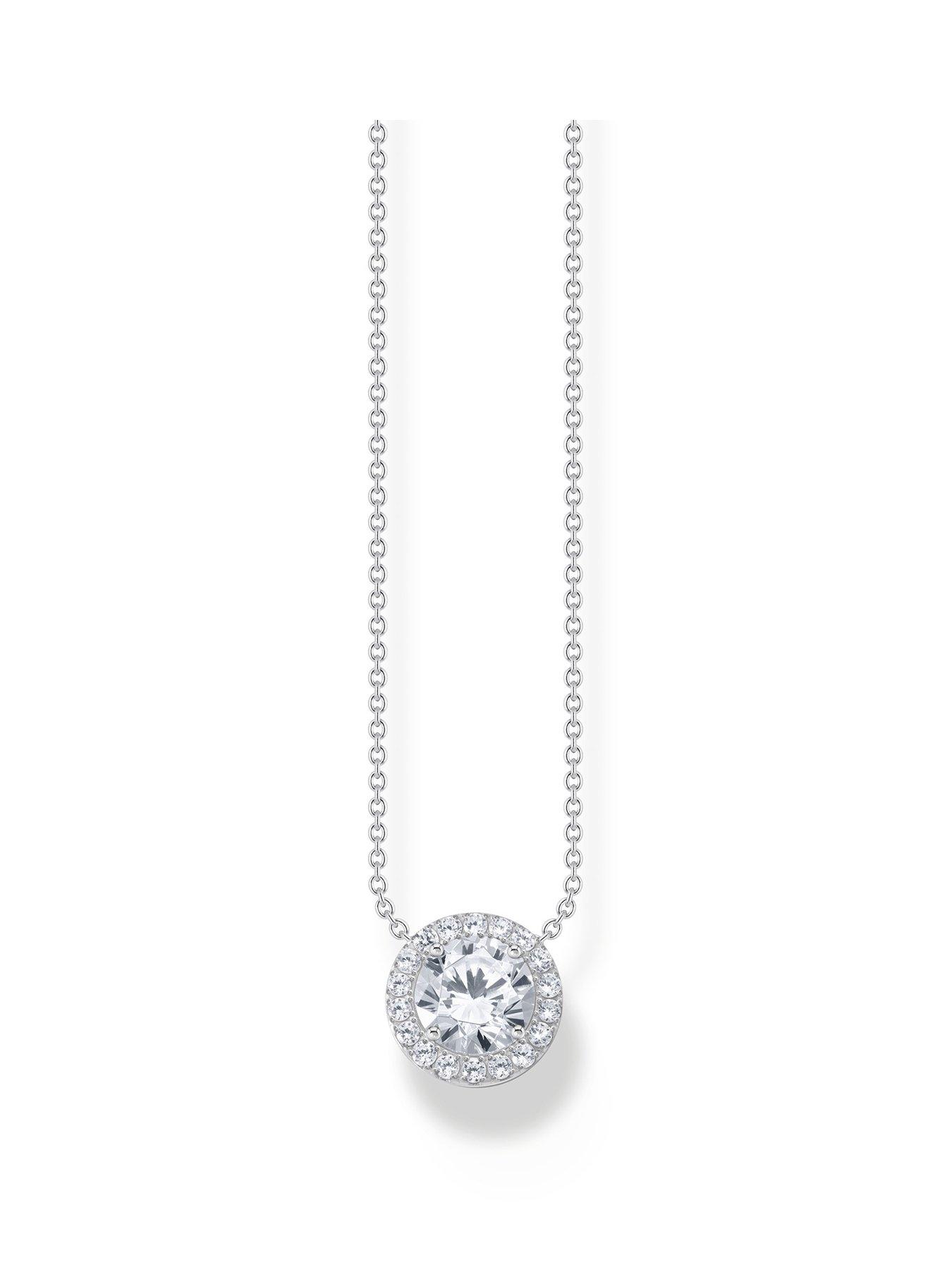 undefined Silver necklace with halo pedant with white zirconia