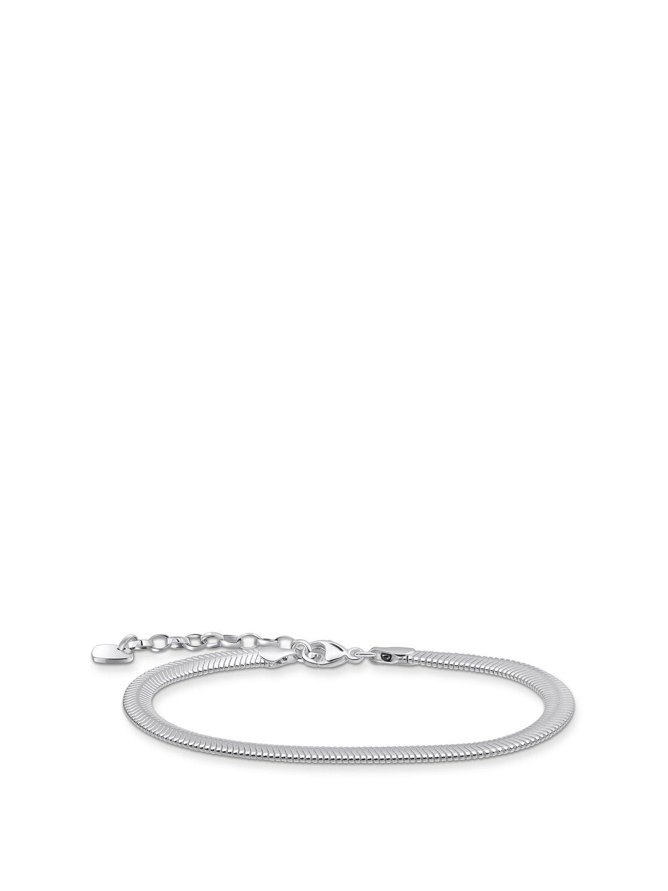 Product photograph of Thomas Sabo Silver Snake Bracelet from very.co.uk