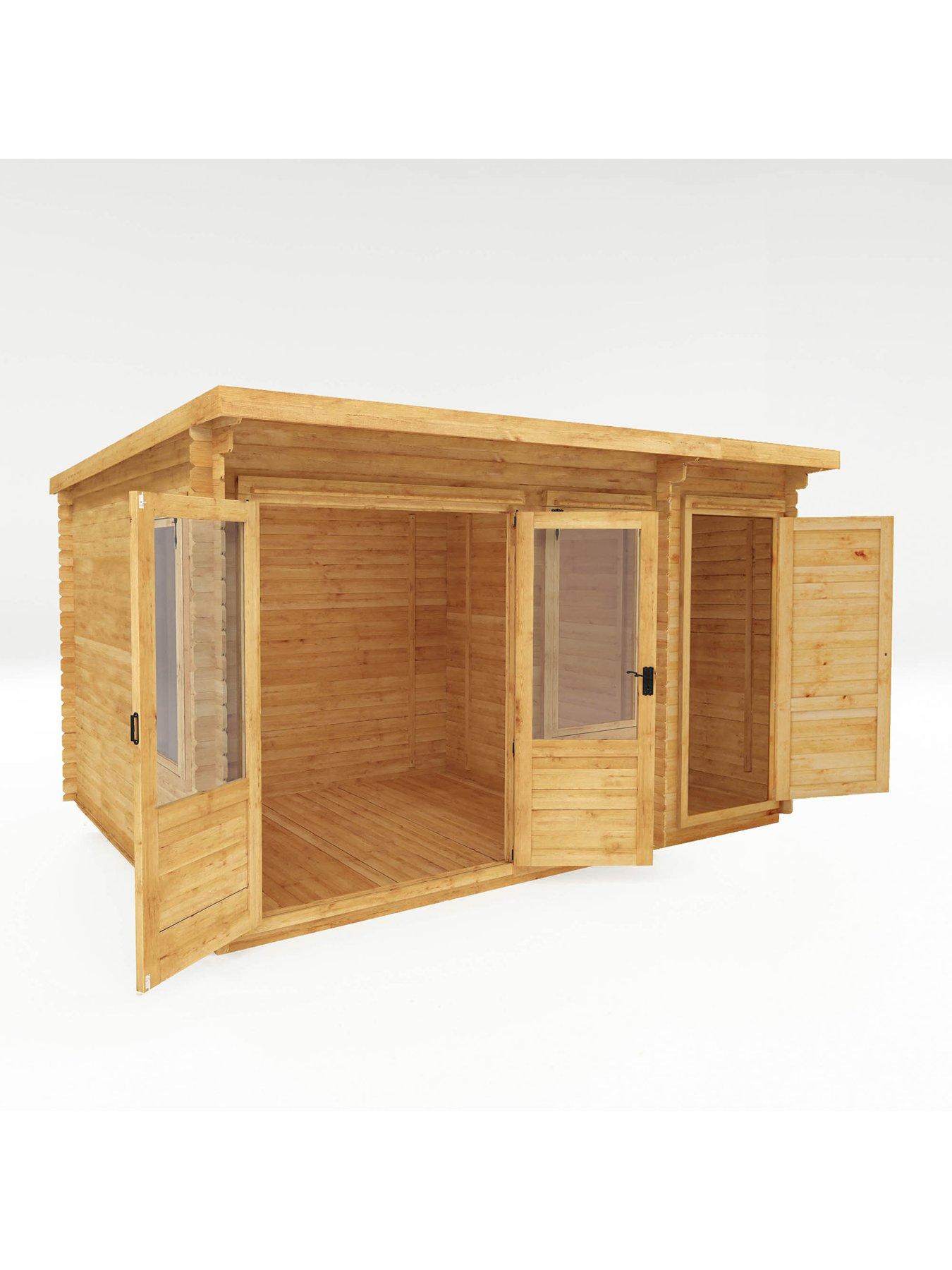 Image 4 of 7 of MERCIA 4.1m x 3m Pent Log Cabin With Side Shed (19mm) - PEFC Certified