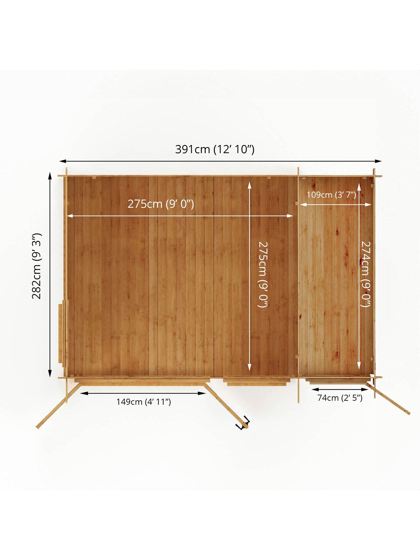 Image 6 of 7 of MERCIA 4.1m x 3m Pent Log Cabin With Side Shed (19mm) - PEFC Certified