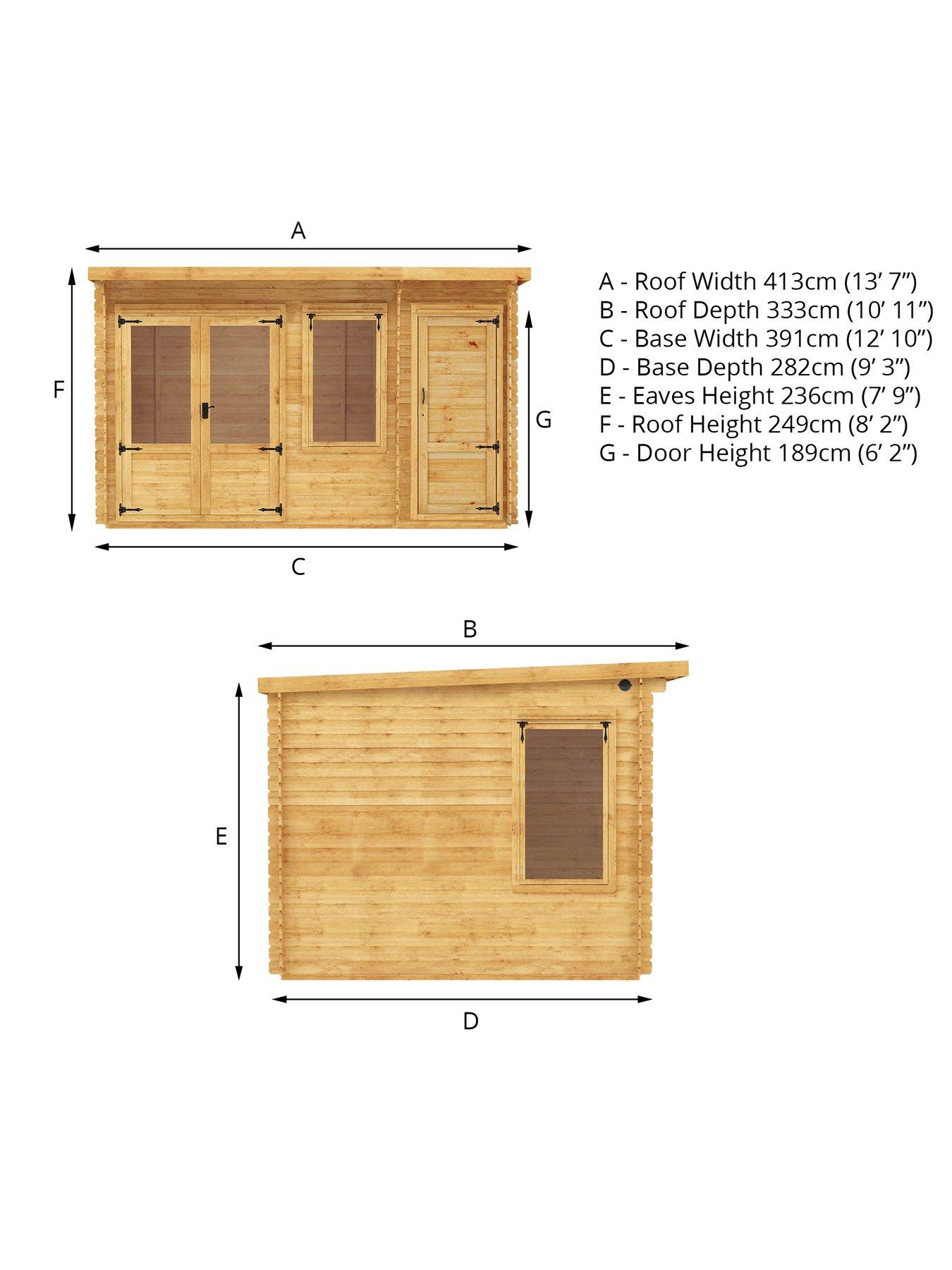 Image 7 of 7 of MERCIA 4.1m x 3m Pent Log Cabin With Side Shed (19mm) - PEFC Certified