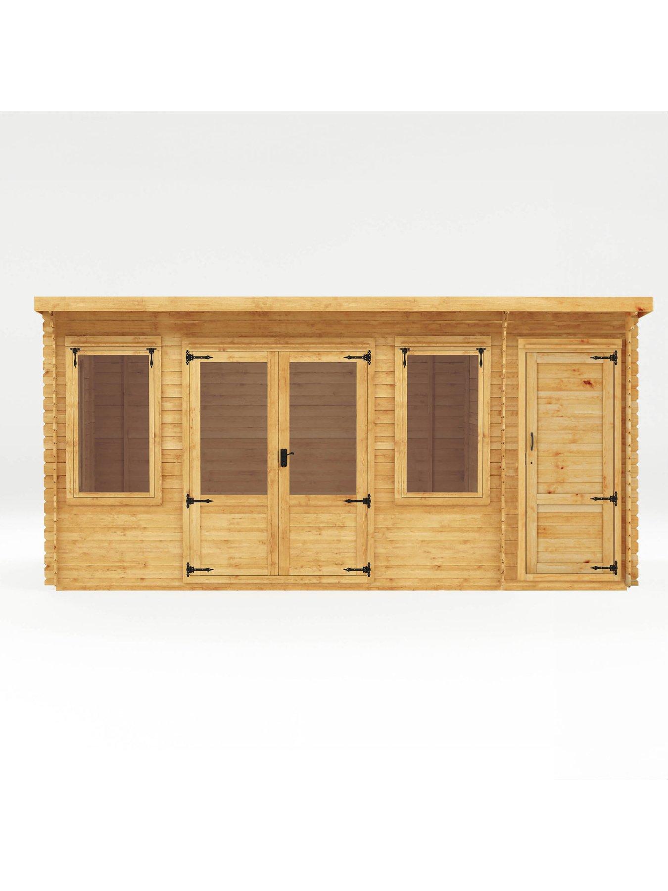 Image 3 of 7 of MERCIA 5.1m x 3m Pent Log Cabin With Side Shed (19mm) - PEFC Certified