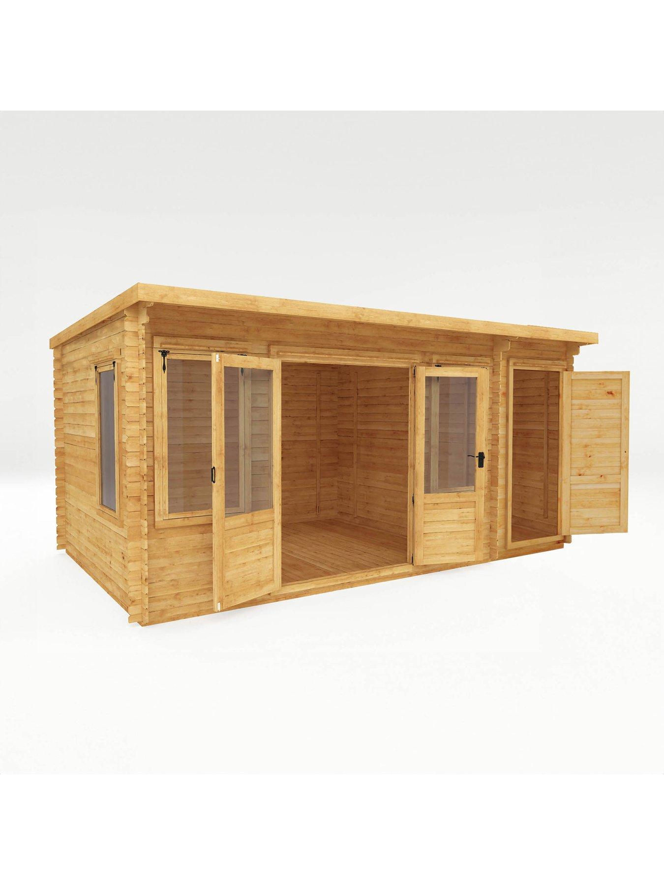 Image 4 of 7 of MERCIA 5.1m x 3m Pent Log Cabin With Side Shed (19mm) - PEFC Certified