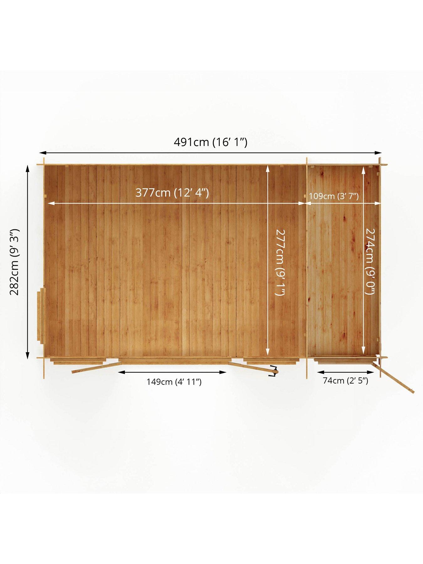 Image 6 of 7 of MERCIA 5.1m x 3m Pent Log Cabin With Side Shed (19mm) - PEFC Certified