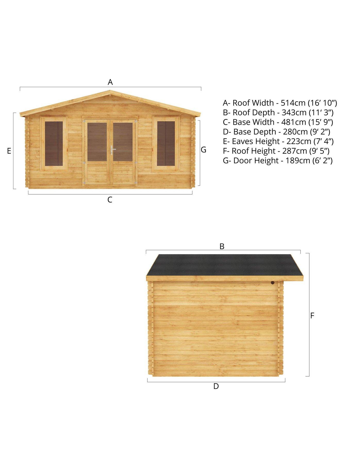 Image 7 of 7 of MERCIA 5m x 3m Retreat Log Cabin (28mm)