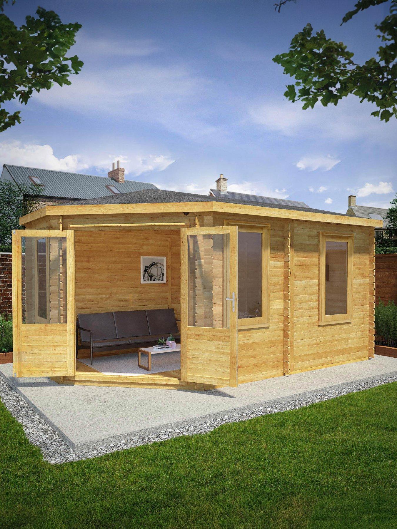 Image 1 of 7 of MERCIA 5m x 3m Corner Lodge Grande Log Cabin (28mm) - PEFC Certfied