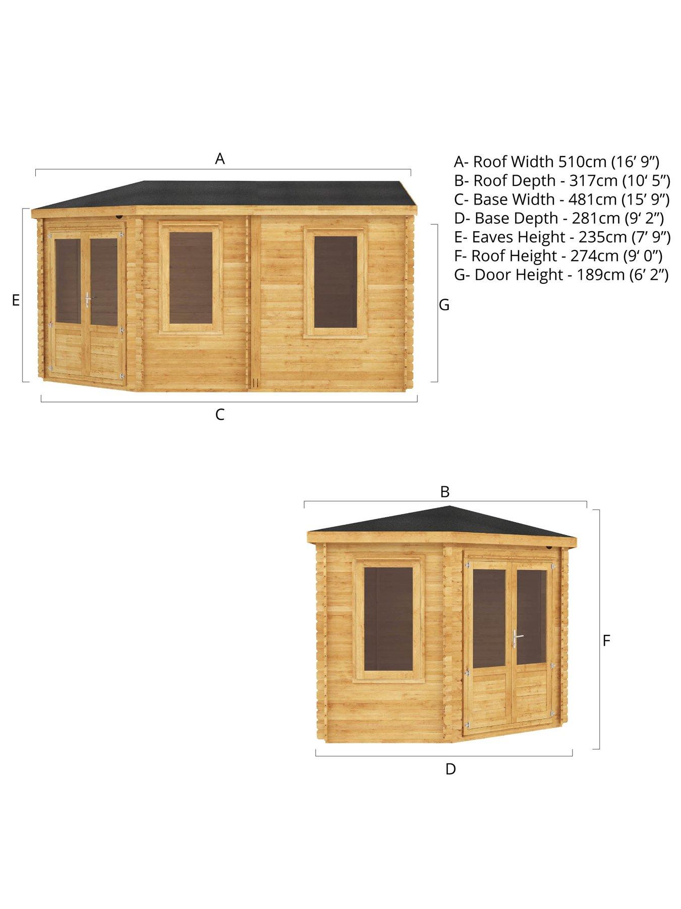 Image 7 of 7 of MERCIA 5m x 3m Corner Lodge Grande Log Cabin (28mm) - PEFC Certfied