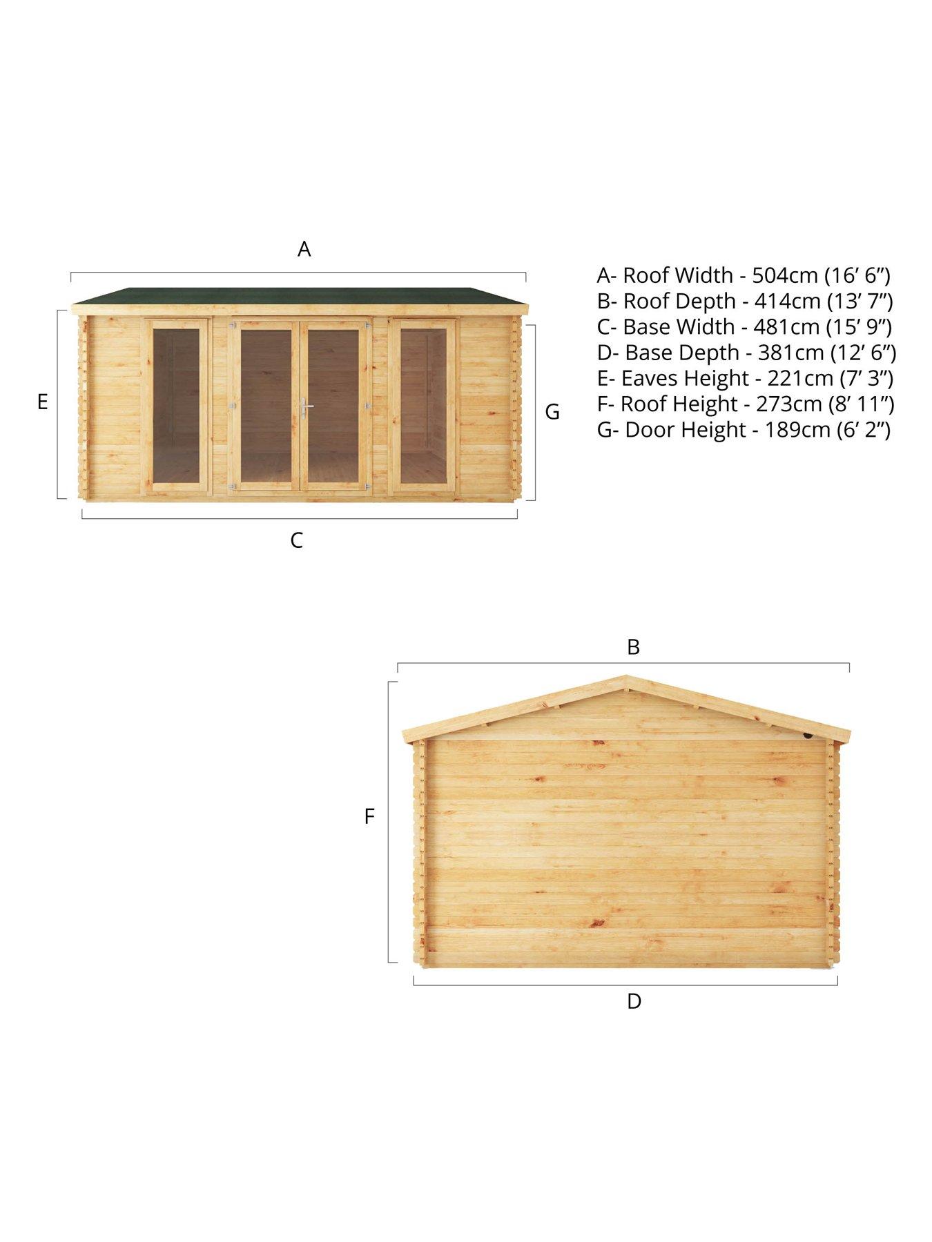 Image 7 of 7 of MERCIA 5m x 4m Home Office Studio Log Cabin (28mm) - PEFC Certified
