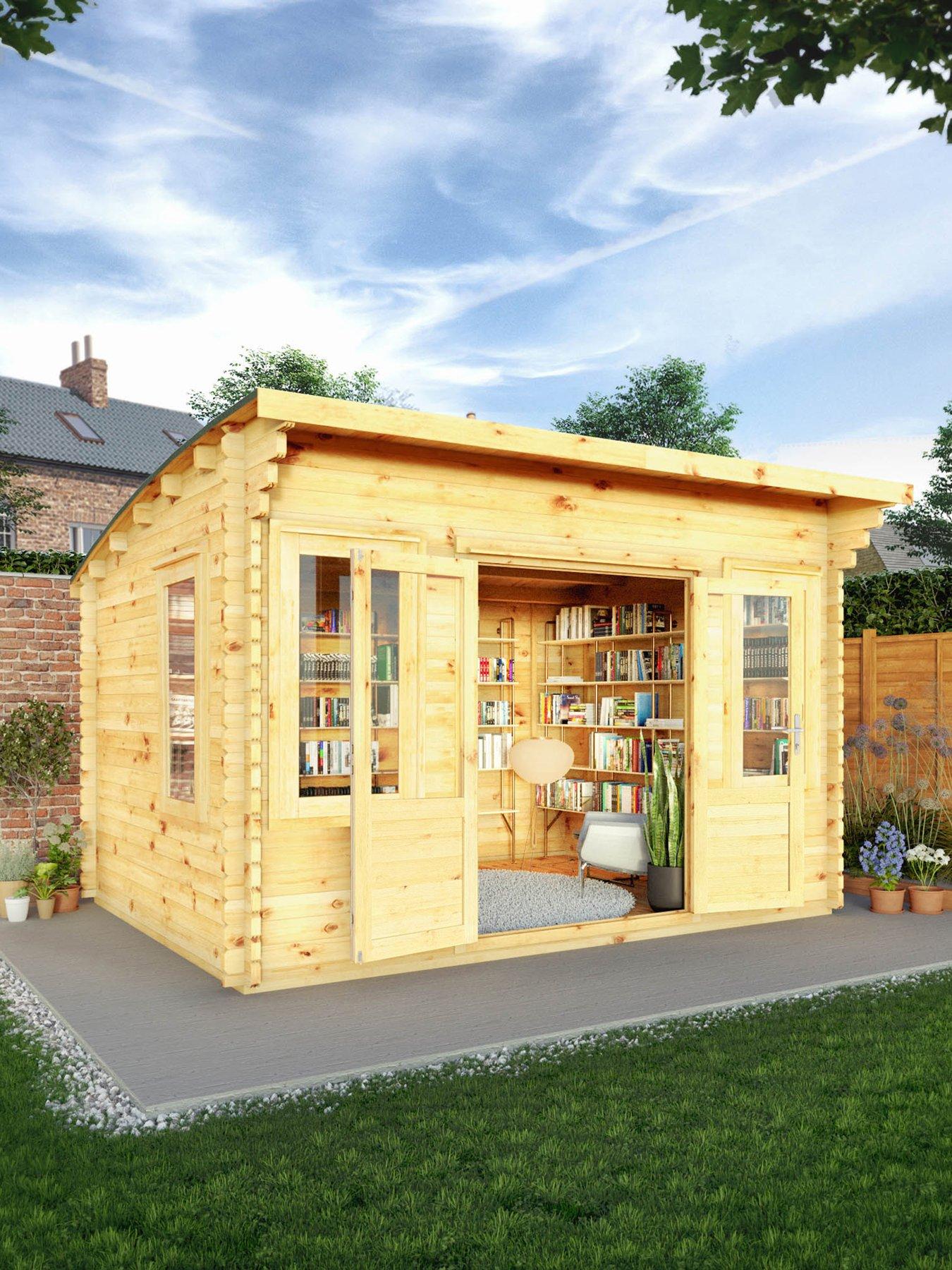 MERCIA 4m x 3m Curved Roof Log Cabin (44mm)