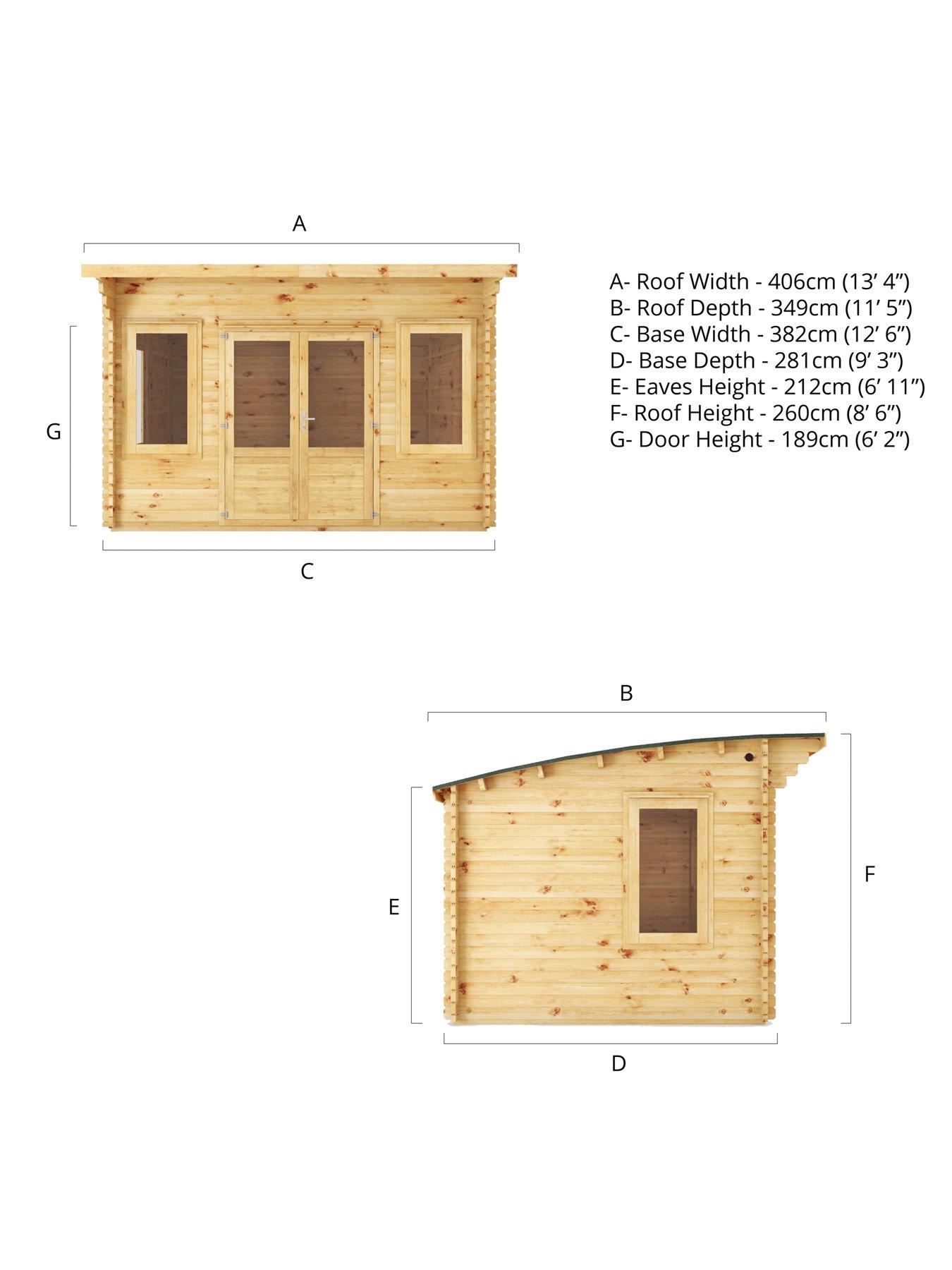 Image 7 of 7 of MERCIA 4m x 3m Curved Roof Log Cabin (44mm) - PEFC Certified
