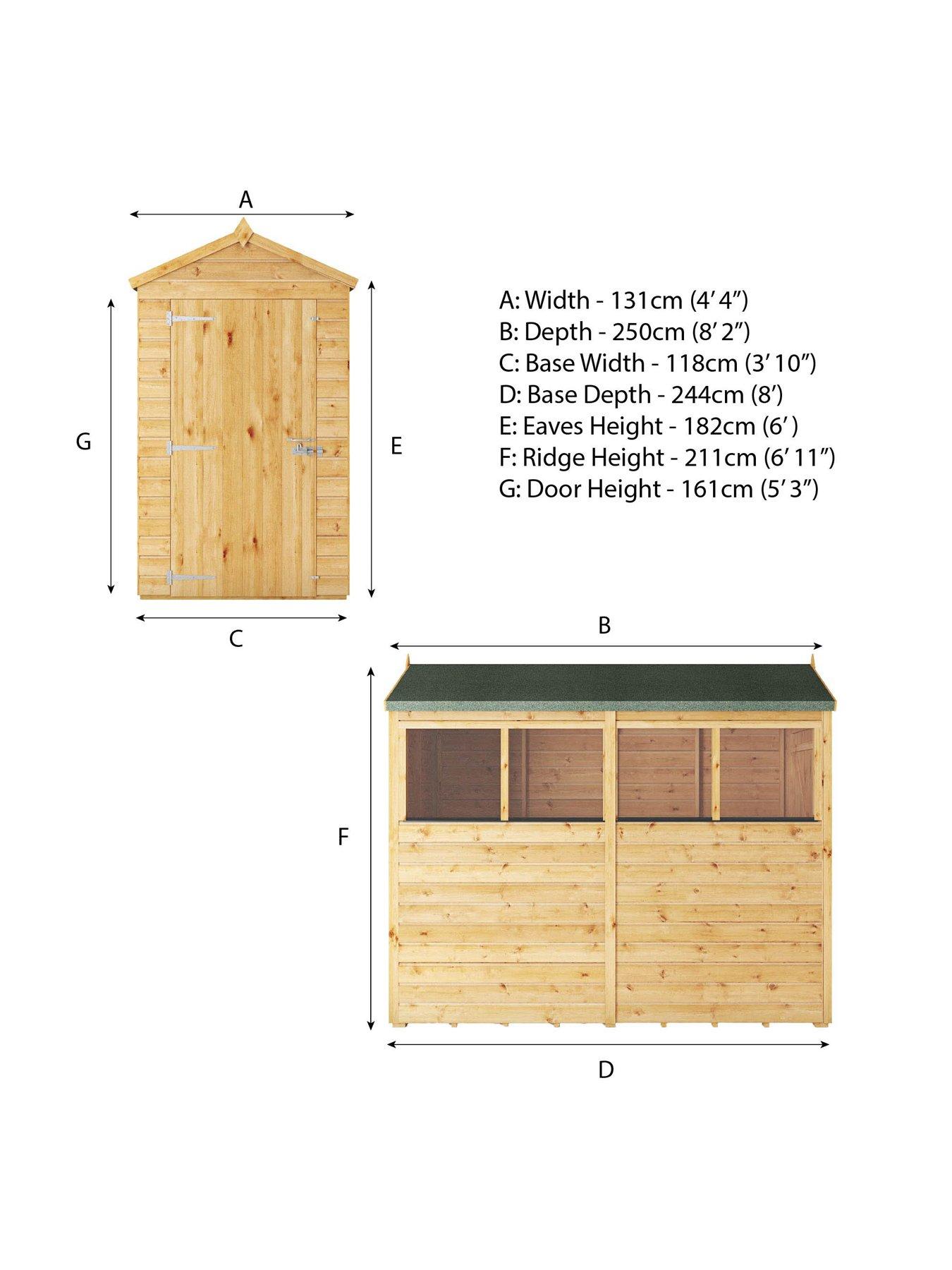 Image 7 of 7 of MERCIA 8 x 4 Woodsman Shiplap Apex Shed - PEFC Certified