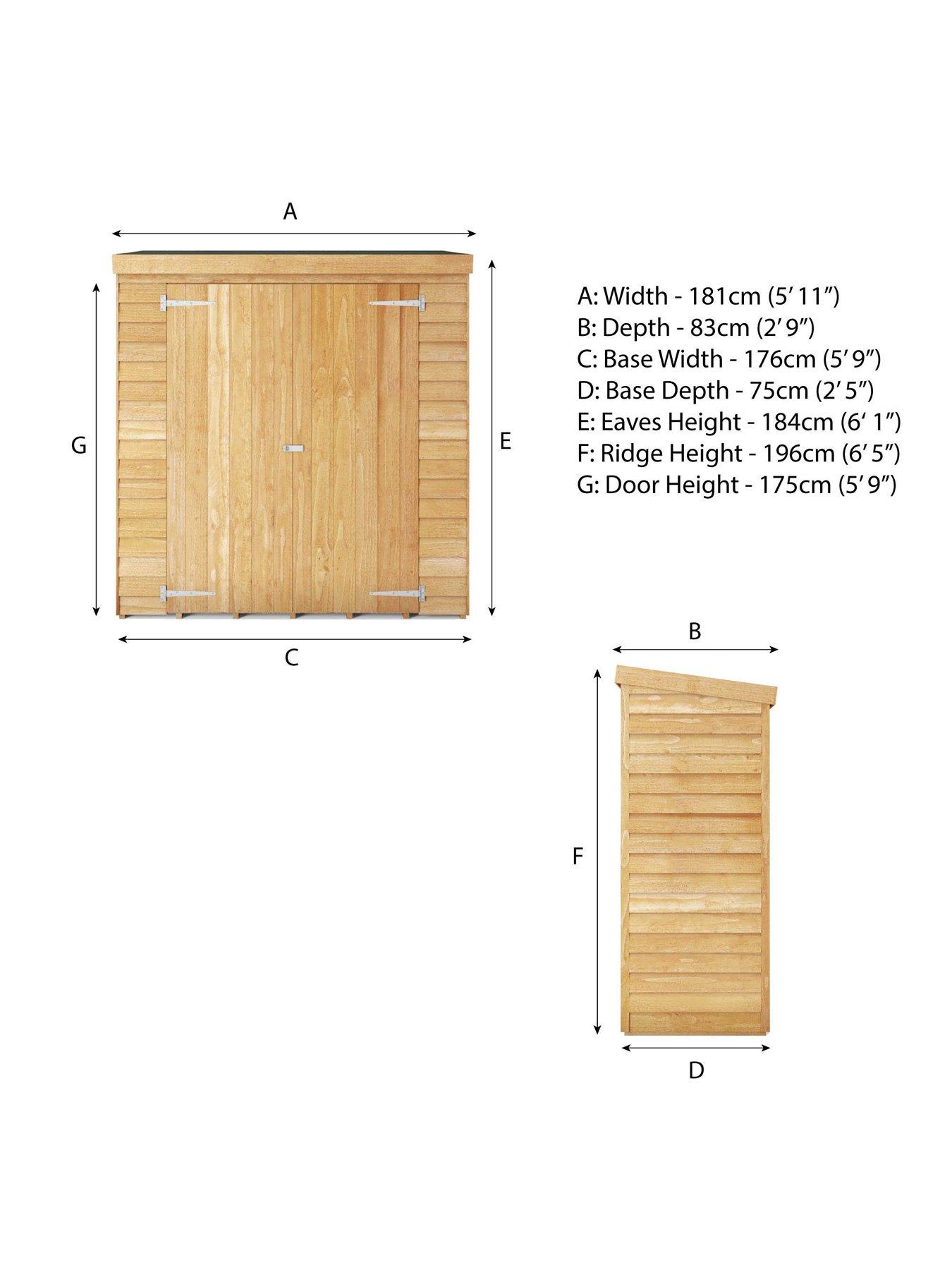 Image 7 of 7 of MERCIA 6 x 2'6ft Overlap Pent Storage Shed