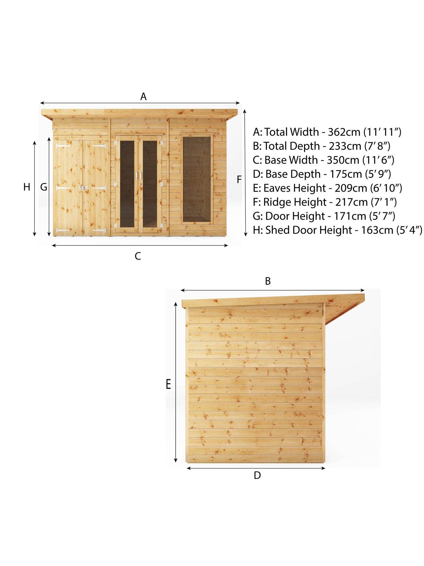 Image 7 of 7 of MERCIA 12 x 6ft Maine Pent Summerhouse With Side Shed - PEFC Certified