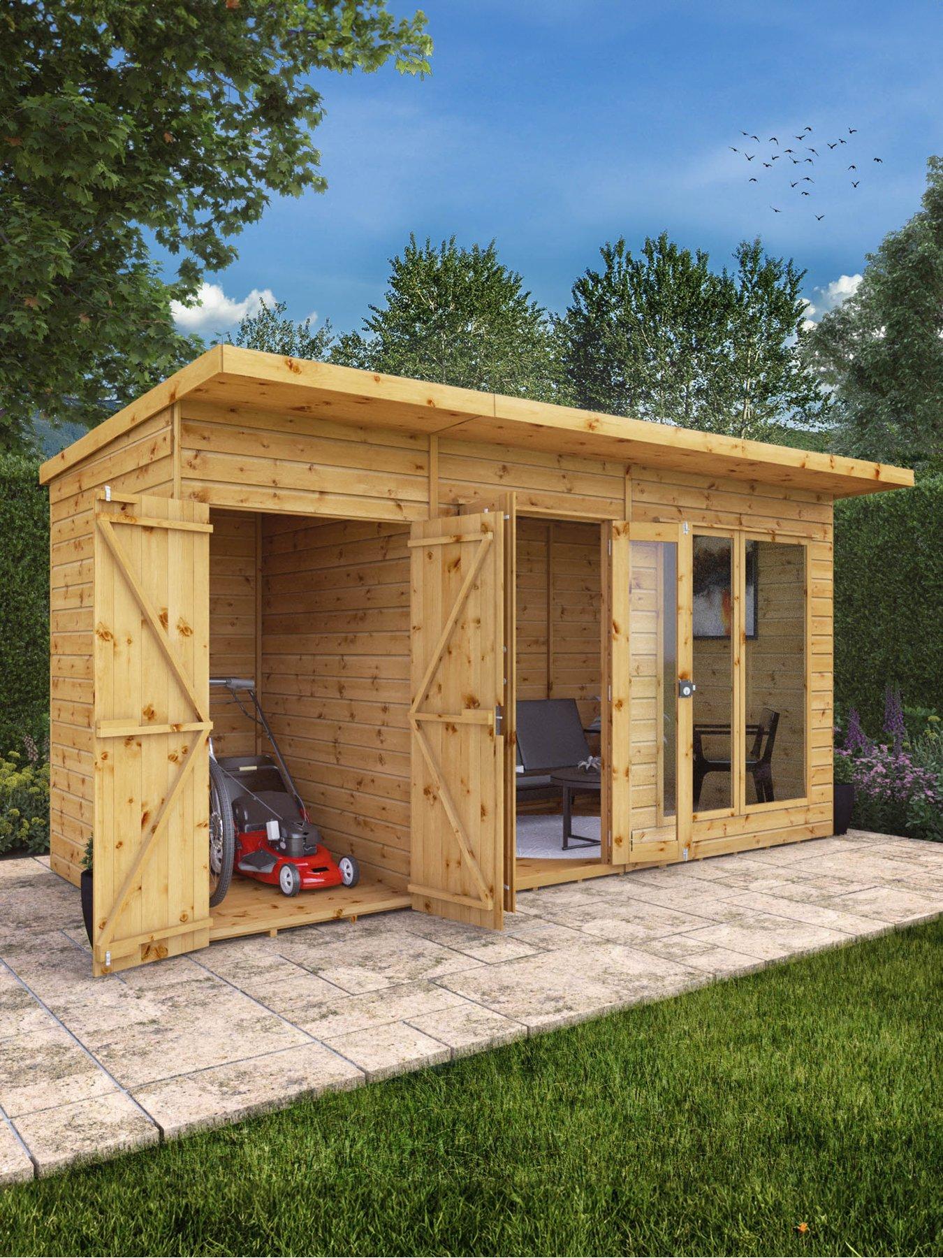 undefined 14 x 6ft Maine Pent Summerhouse With Side Shed