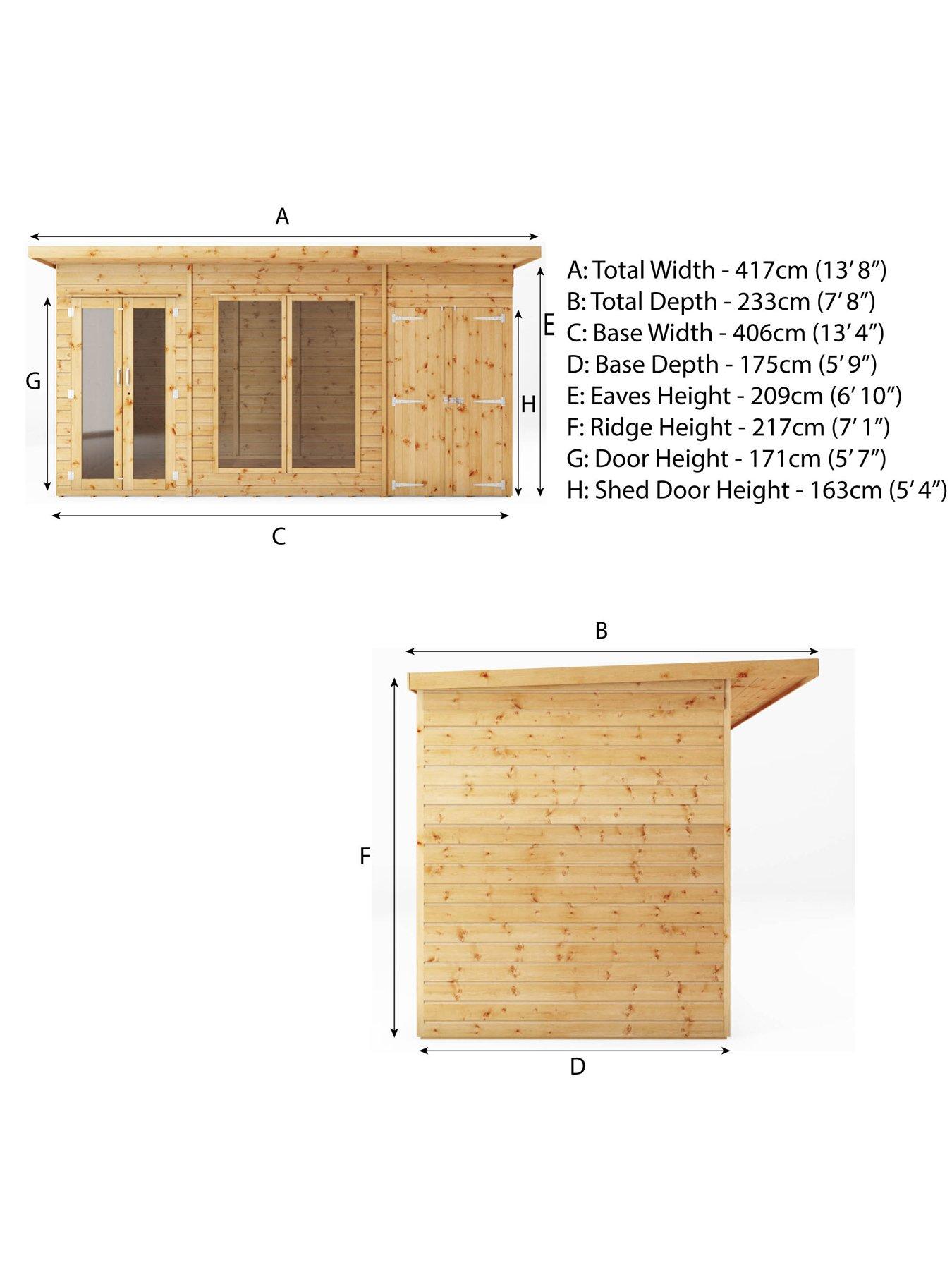 Image 7 of 7 of MERCIA 14 x 6ft Maine Pent Summerhouse With Side Shed - PEFC Certified