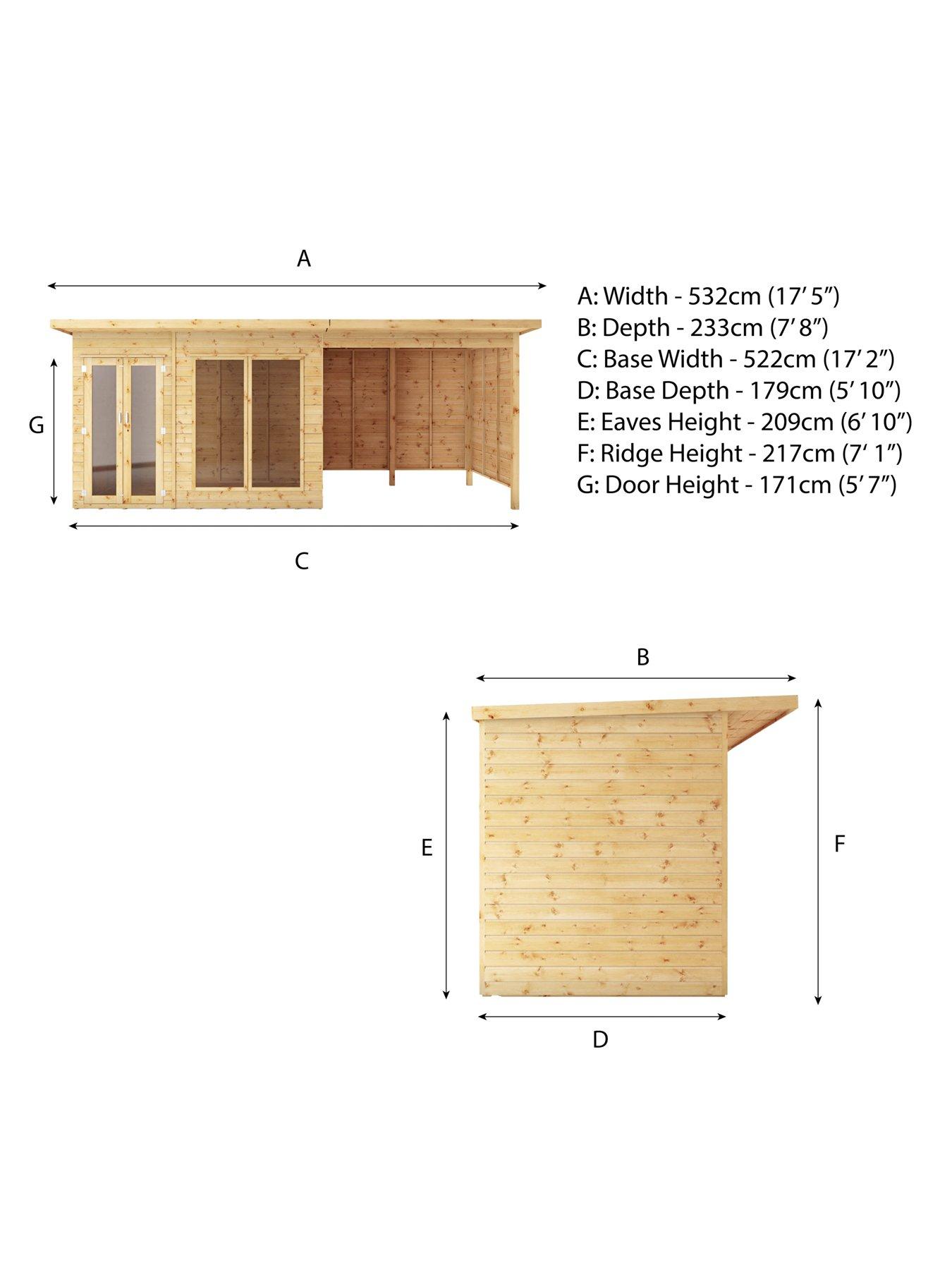 Image 7 of 7 of MERCIA 18 x 6ft Maine Pent Summerhouse With Patio Area - PEFC Certified
