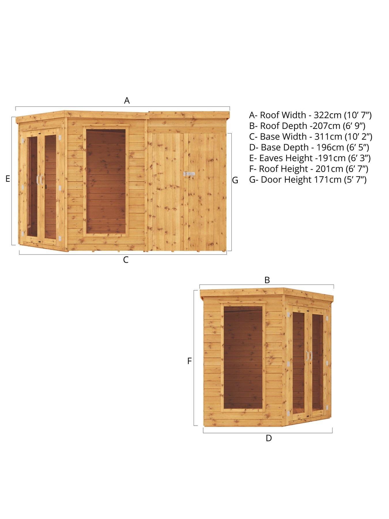 Image 7 of 7 of MERCIA 11 x 7ft Premium Corner Summerhouse With Side Shed - PEFC Certified