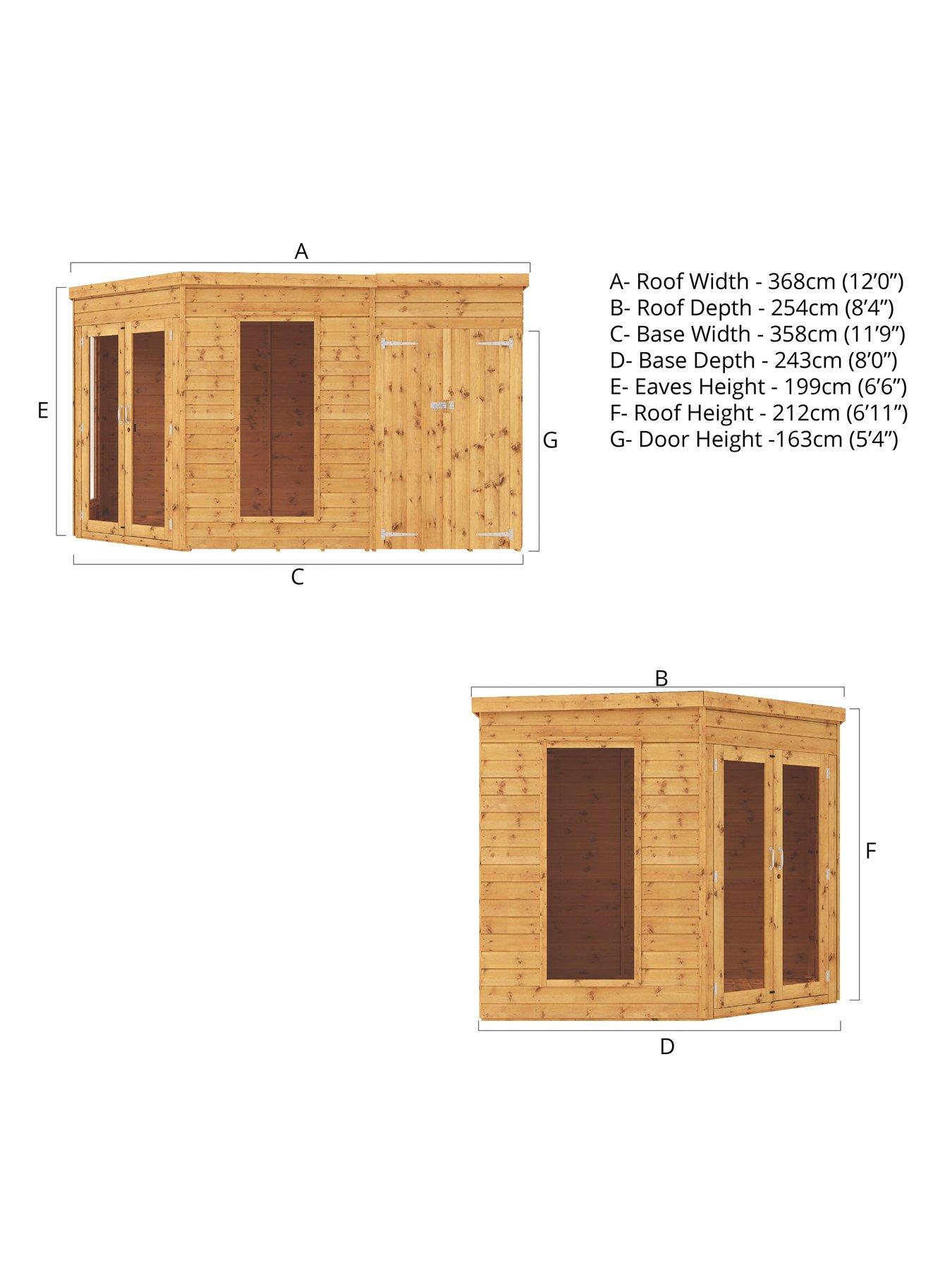 Image 7 of 7 of MERCIA 8 x 12ft Premium Corner Summerhouse With Side Shed - PEFC Certified