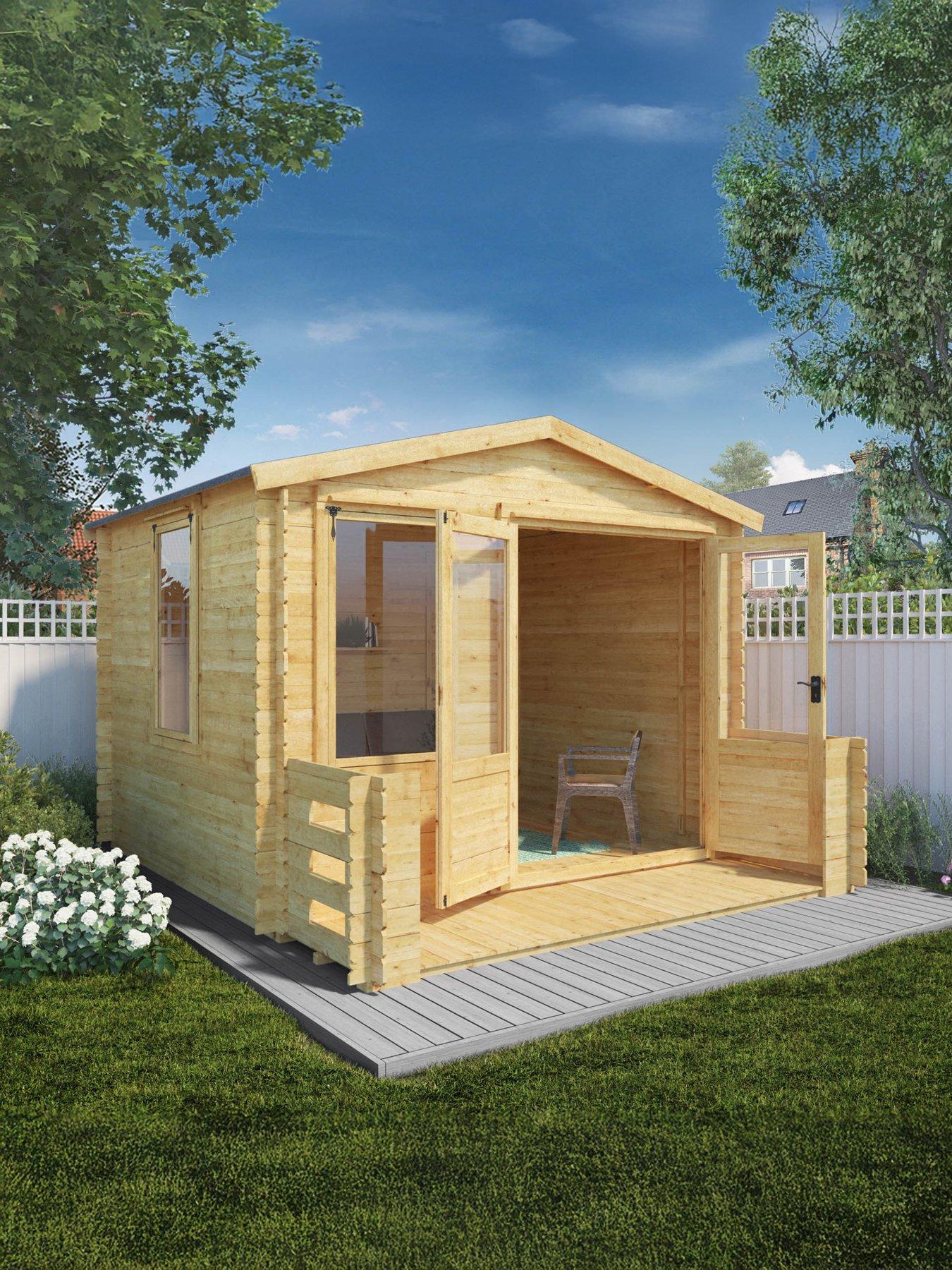 undefined 3.3m x 3.7m Apex Log Cabin with Veranda (19mm)