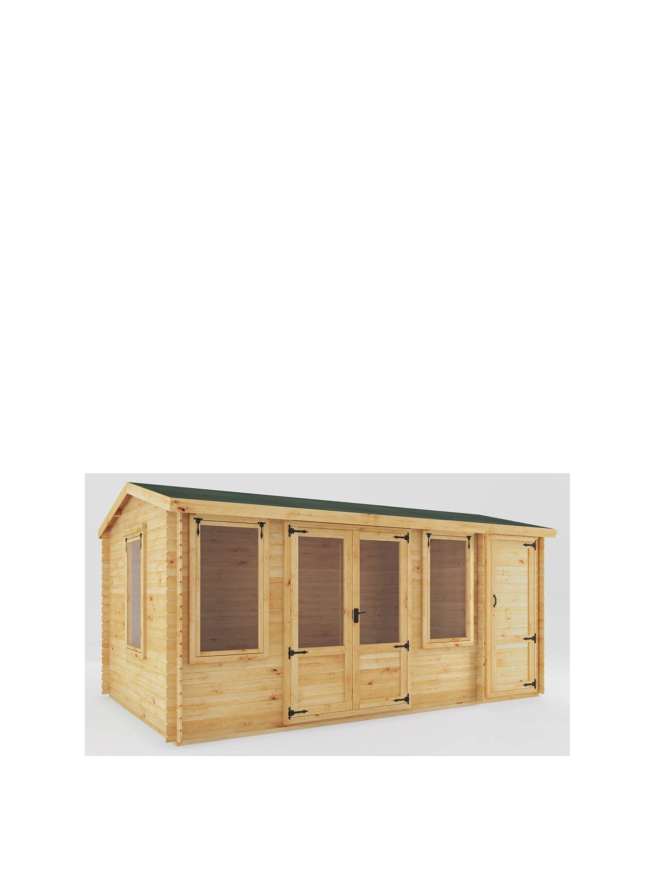 Image 2 of 7 of MERCIA 5.1m x 3m Reverse Apex Log Cabin With Side Shed (19mm) - PEFC Certified