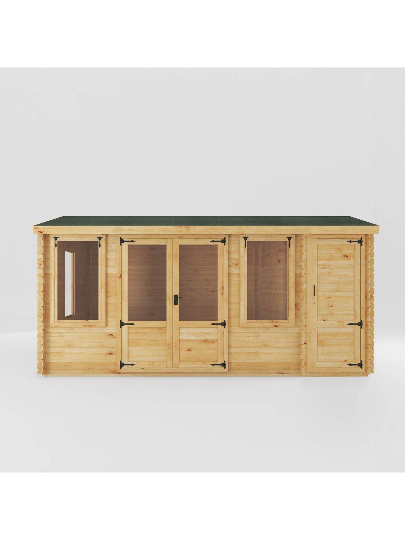 Image 3 of 7 of MERCIA 5.1m x 3m Reverse Apex Log Cabin With Side Shed (19mm) - PEFC Certified