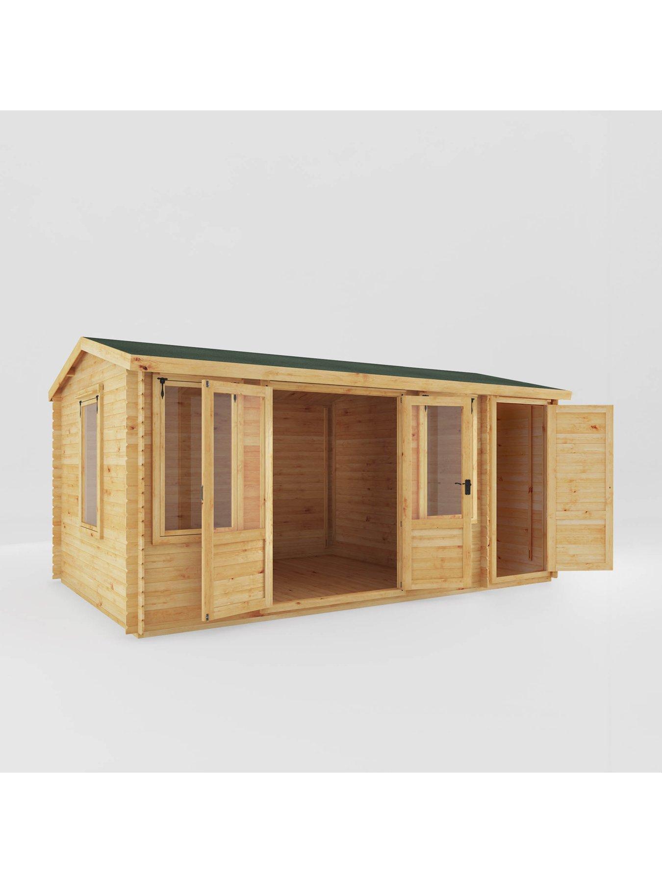 Image 4 of 7 of MERCIA 5.1m x 3m Reverse Apex Log Cabin With Side Shed (19mm) - PEFC Certified