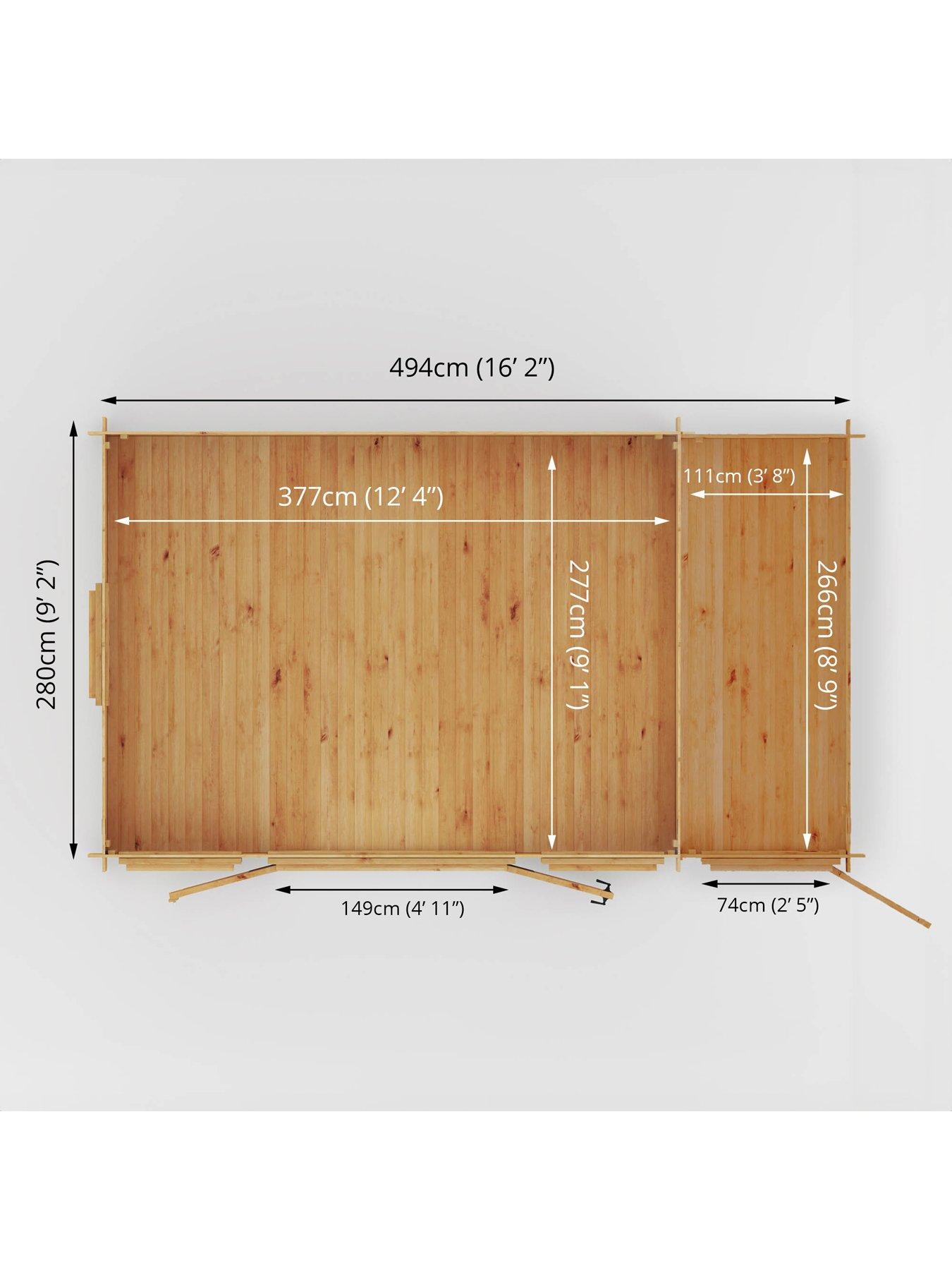 Image 6 of 7 of MERCIA 5.1m x 3m Reverse Apex Log Cabin With Side Shed (19mm) - PEFC Certified