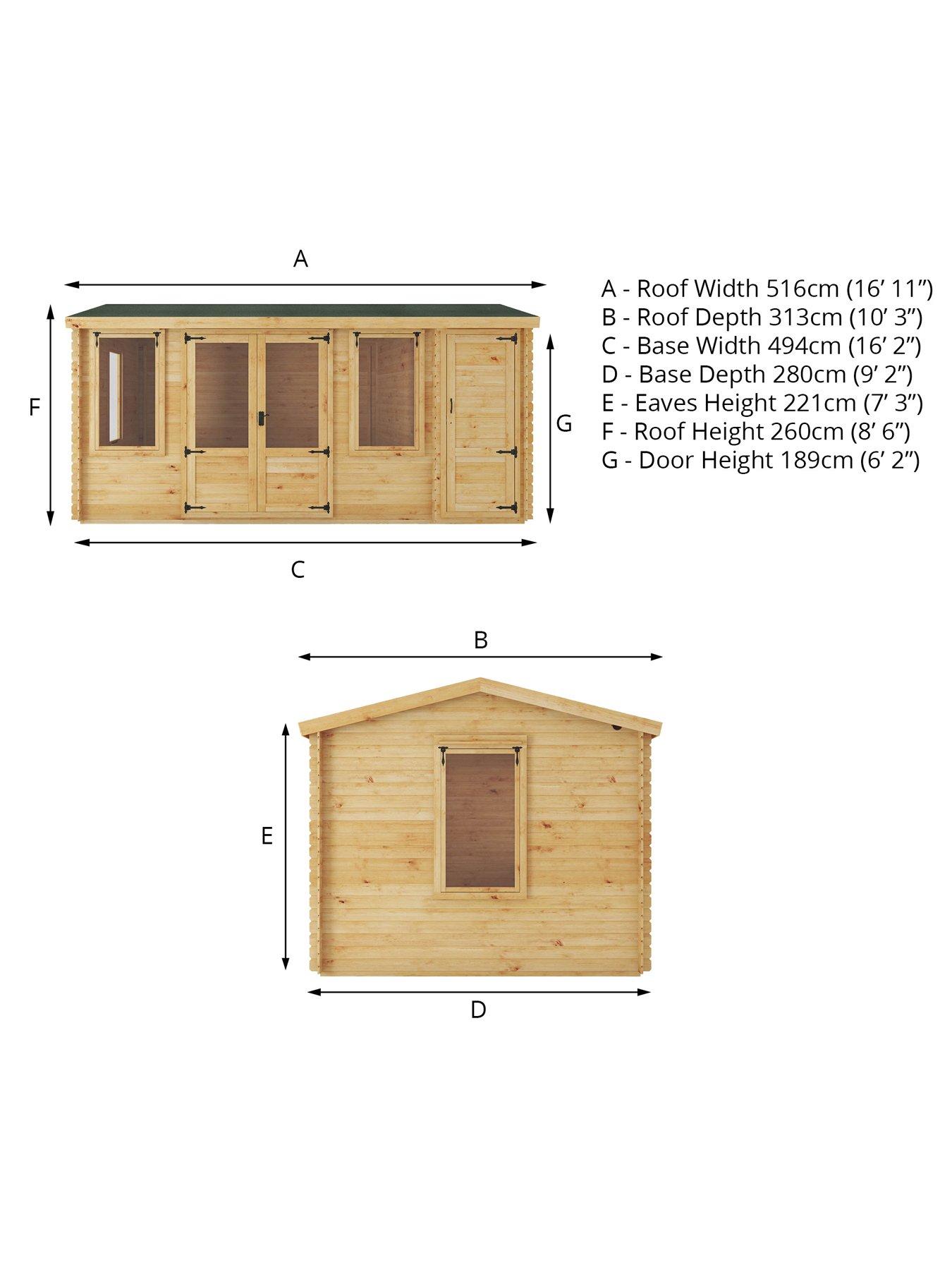 Image 7 of 7 of MERCIA 5.1m x 3m Reverse Apex Log Cabin With Side Shed (19mm) - PEFC Certified