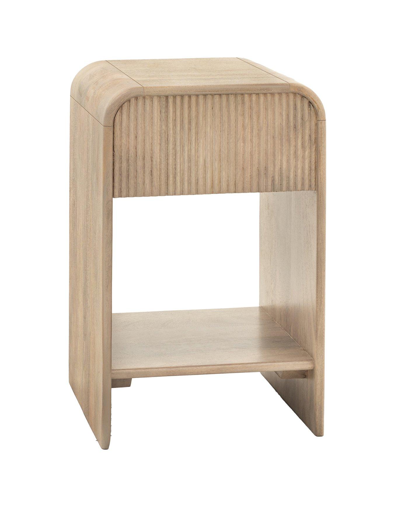 Image 3 of 7 of Gallery Direct Tahira 1 Drawer Bed Side Table - with Mango Wood