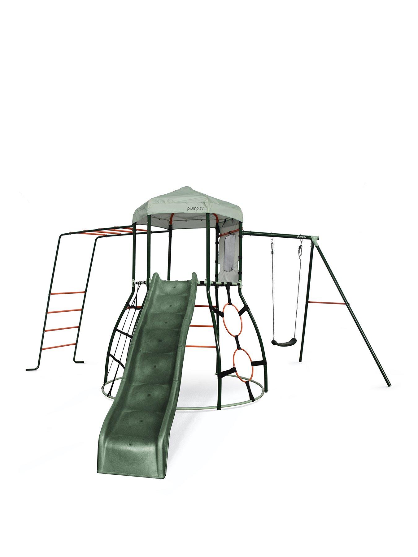 Plum Metal Climbing Dome with Slide, Monkey Bars  &  Swing Arm